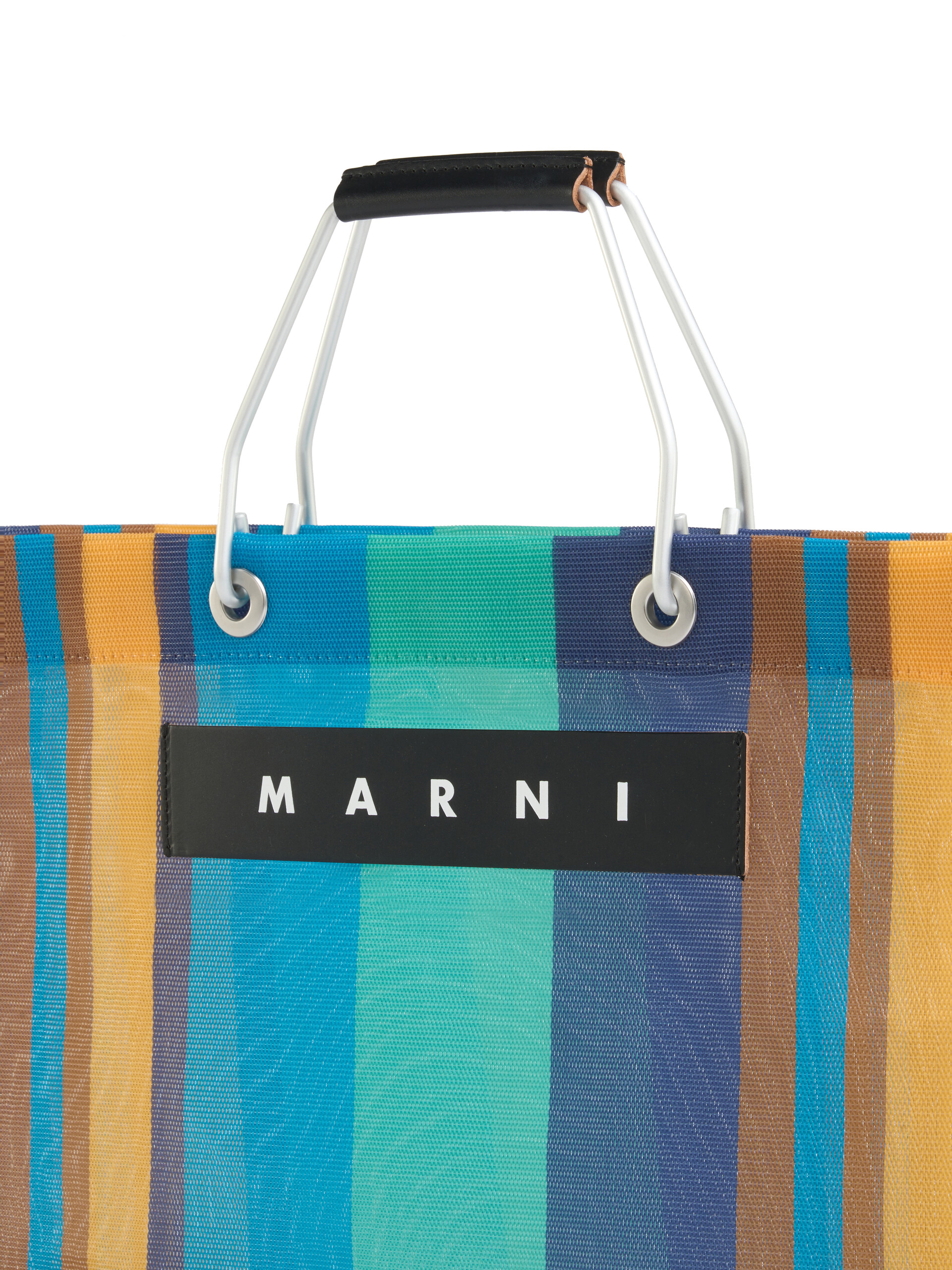 Yellow multicolour MARNI MARKET STRIPE bag - Shopping Bags - Image 4
