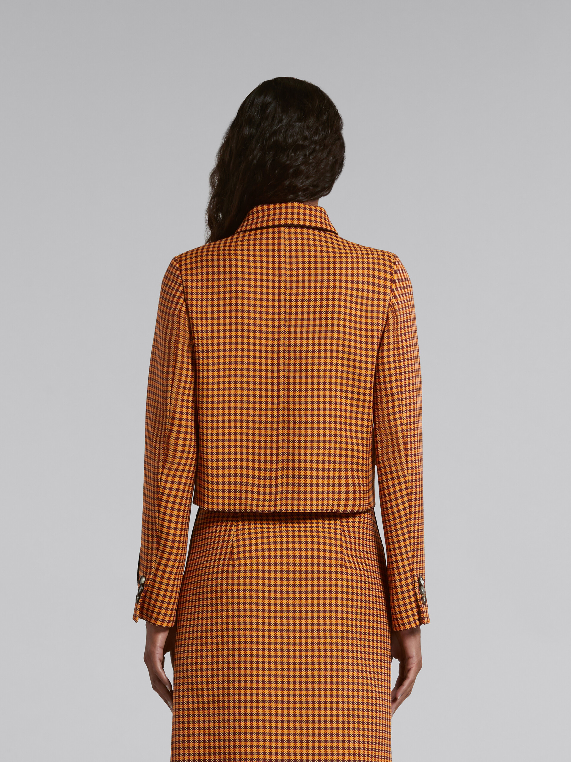 Veste courte à carreaux orange et bordeaux - Manteaux - Image 3