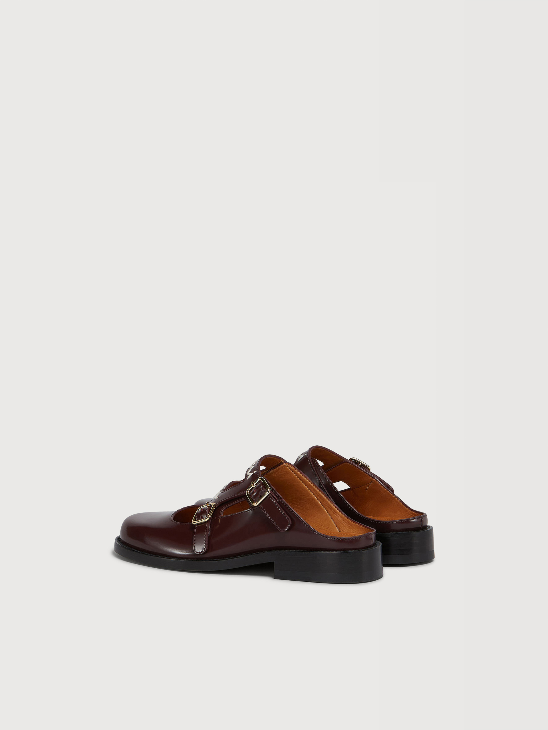 Mocassino sabot in pelle nera con doppia fibbia - Sandali - Image 3
