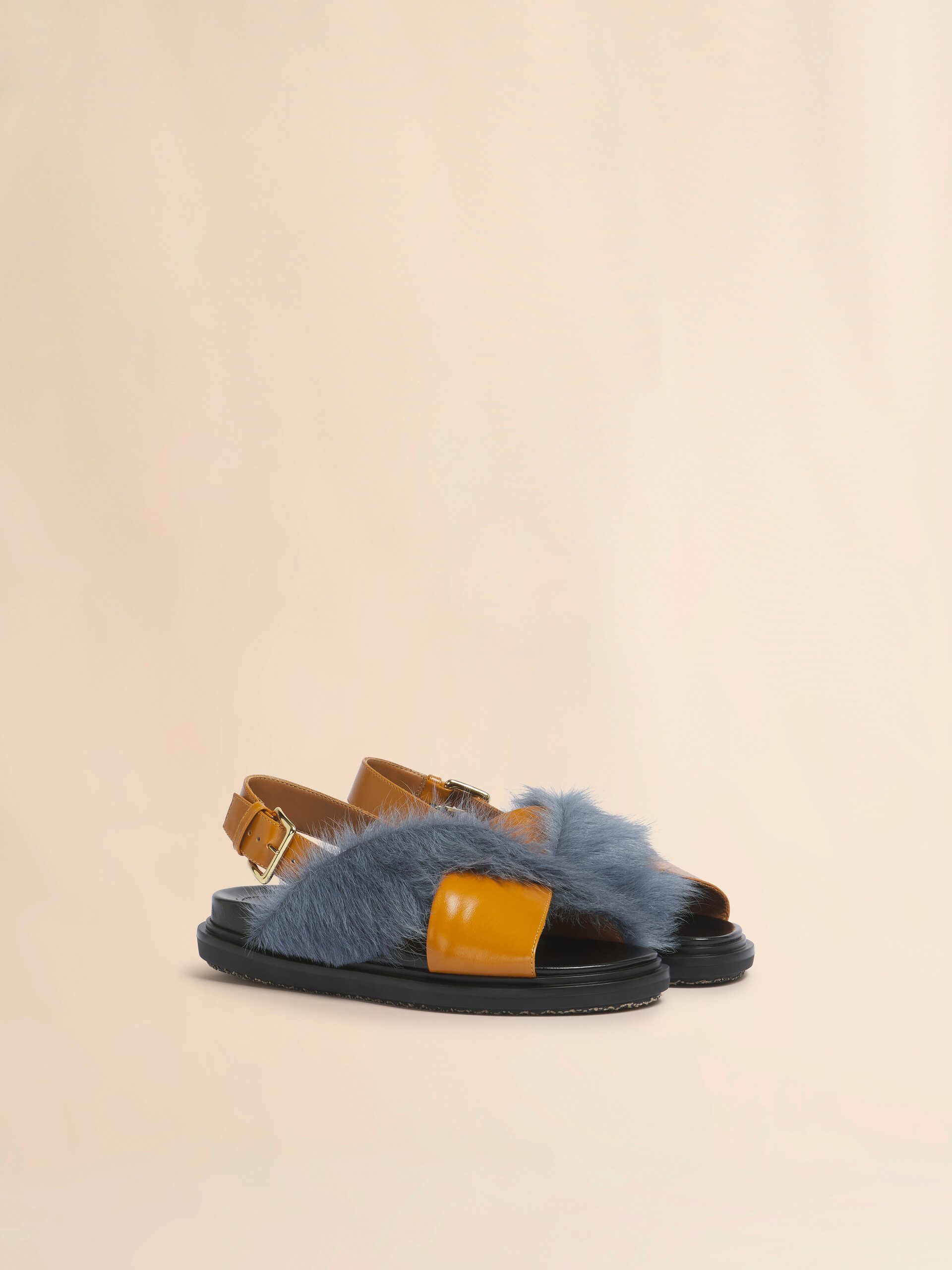 Tan and blue long-hair and leather Fussbett - Sandals - Image 2