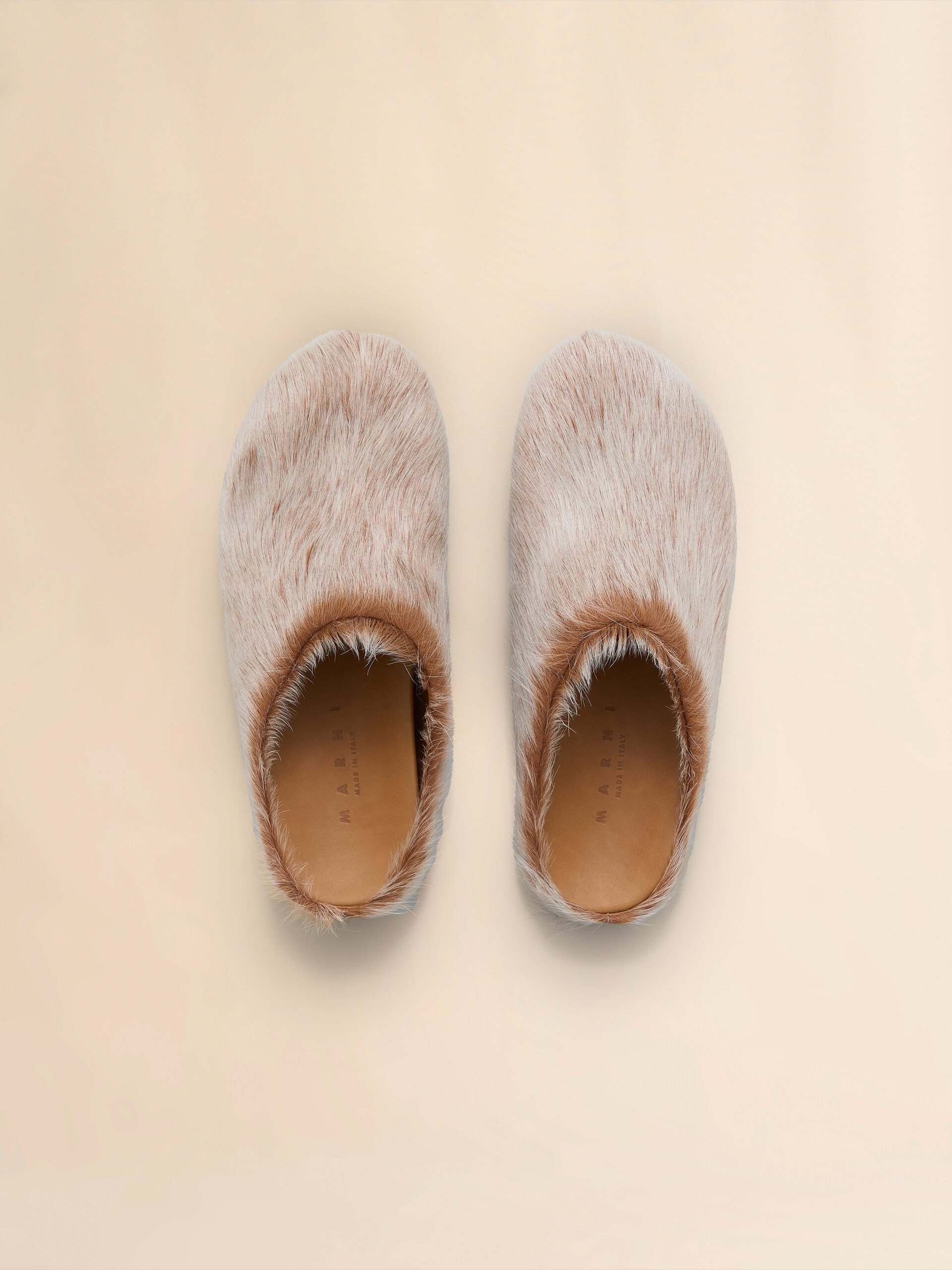 Blue-grey long hair calfskin Fussbett sabot - Clogs - Image 4