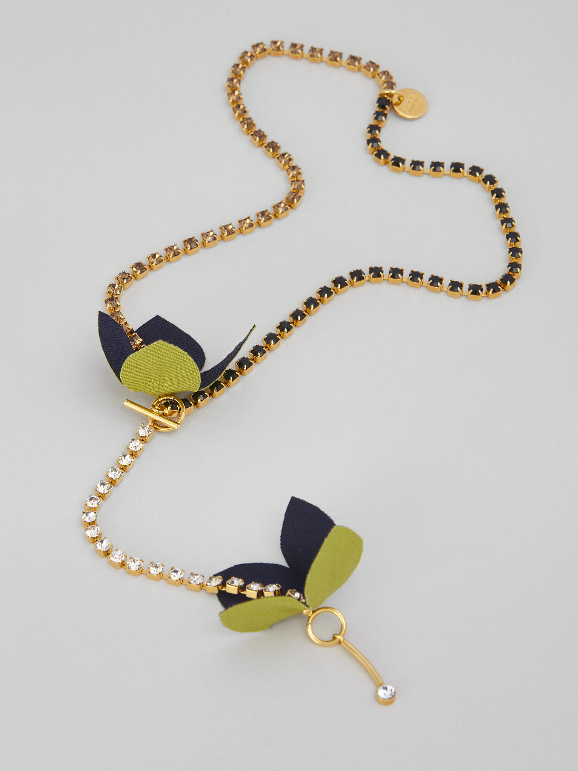 FLORA Halskette aus zweifarbiger Baumwolle und Strasssteinen - Halsketten - Image 4