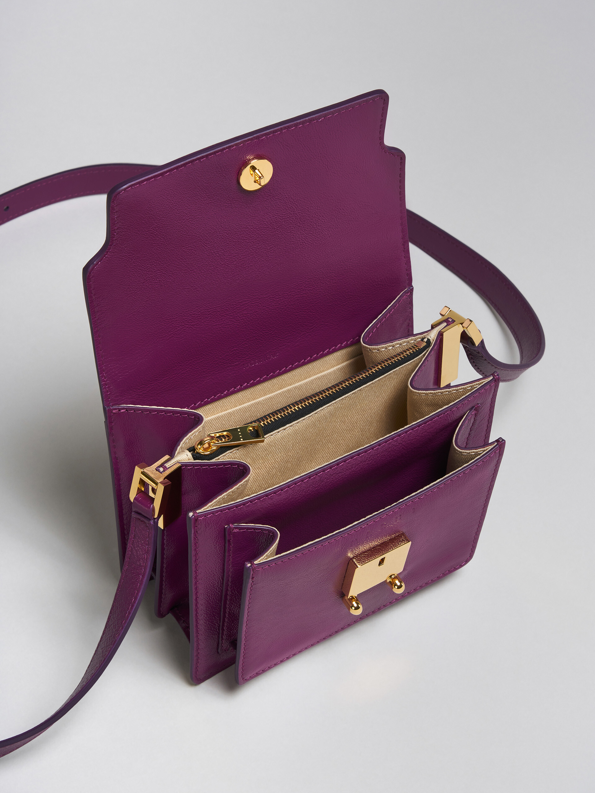 TRUNK SOFT mini bag in purple leather - Shoulder Bag - Image 4