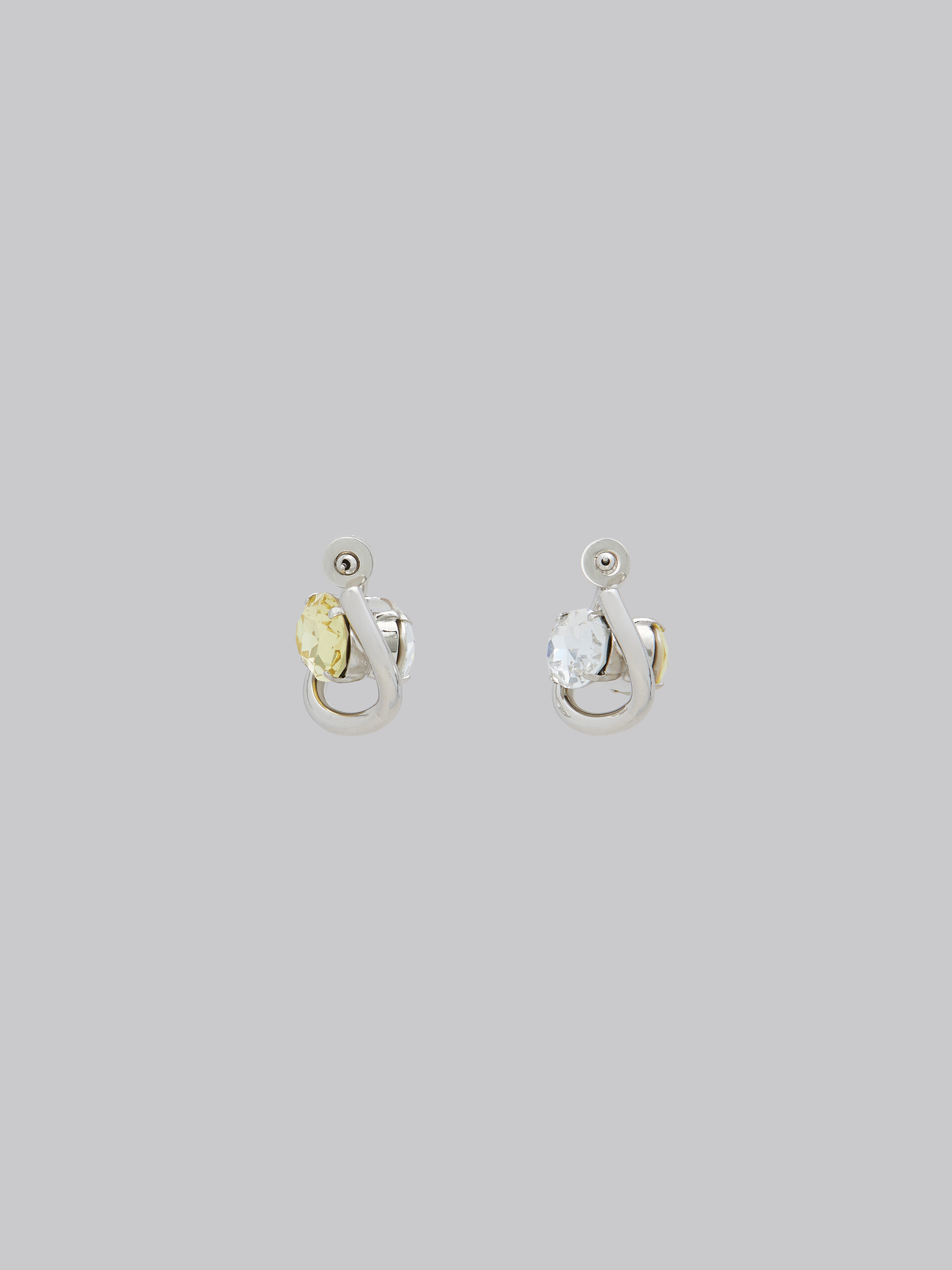 Clear and yellow rhinestone twisted hoop earrings - Earrings - Image 3
