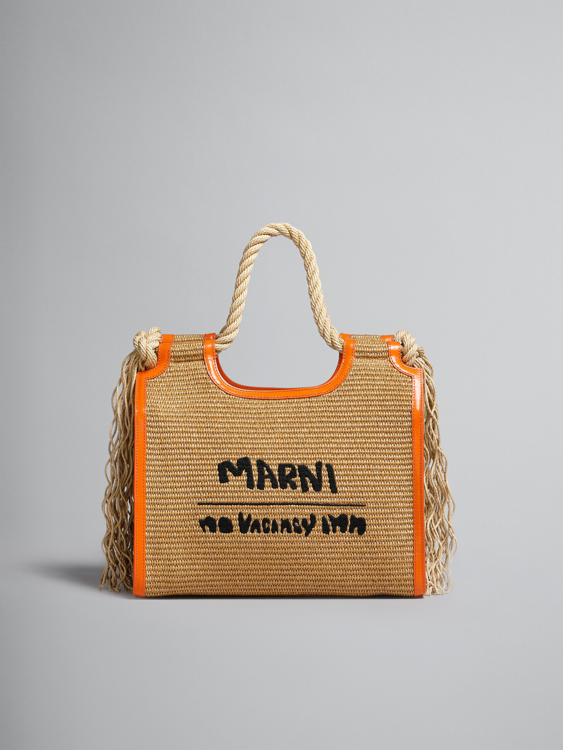 Marni x No Vacancy Inn - Marcel Tote Bag in raffia with orange trims - Handbag - Image 1