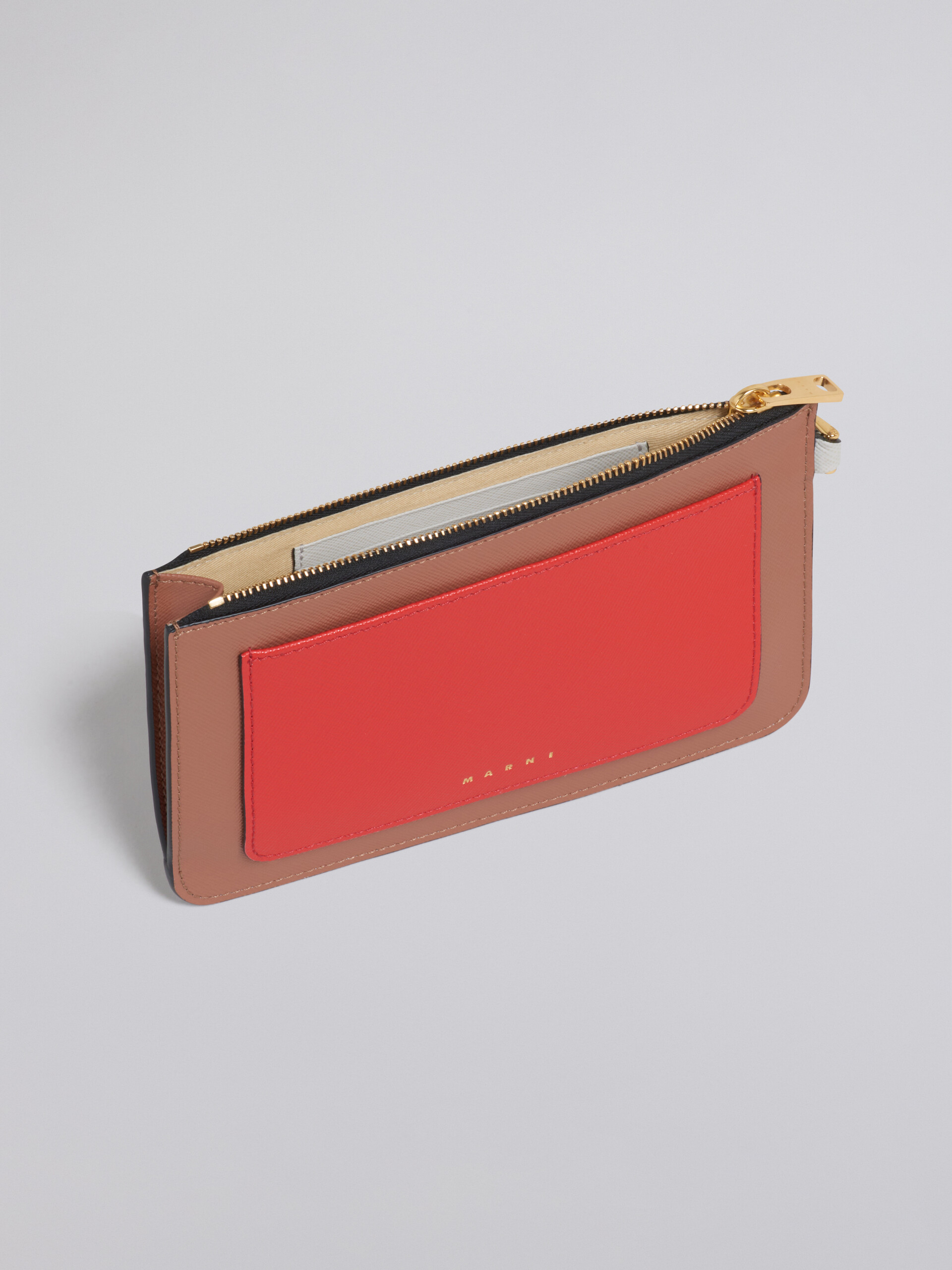 Dreifarbige flache Smartphone-Tasche aus Saffianleder - Brieftaschen - Image 2