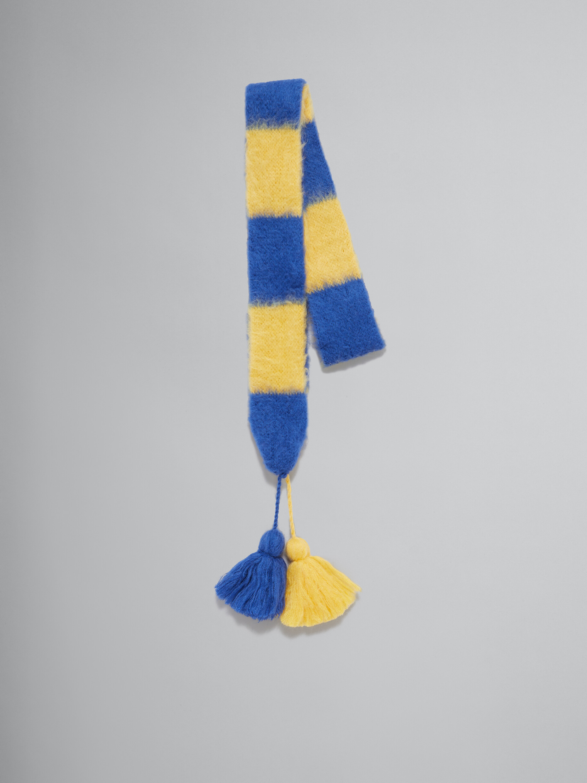 Yellow and blue striped mohair scarf - Scarves - Image 1