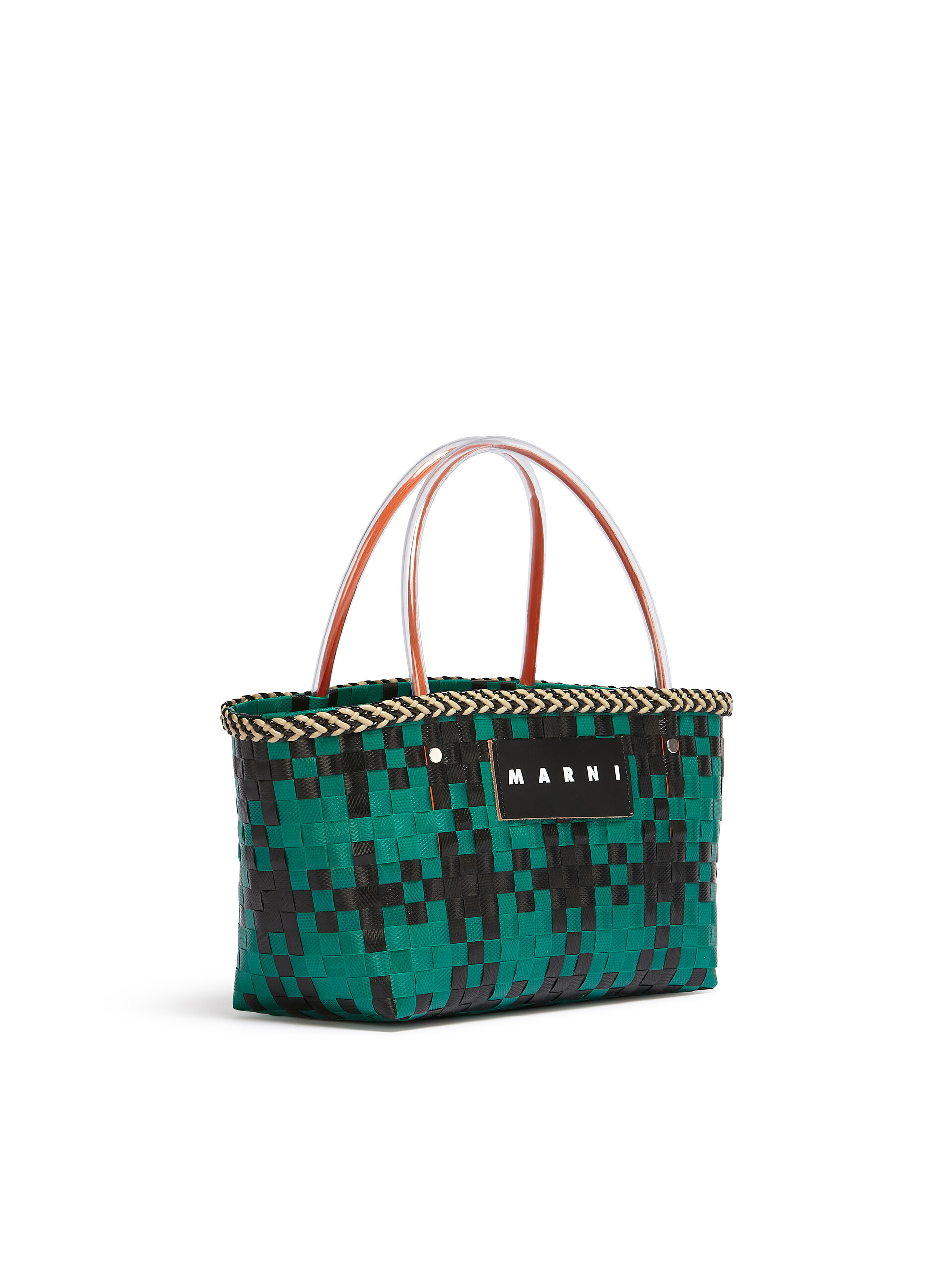 MARNI MARKET CHECK BAG in black and green tartan woven material - Bags - Image 2