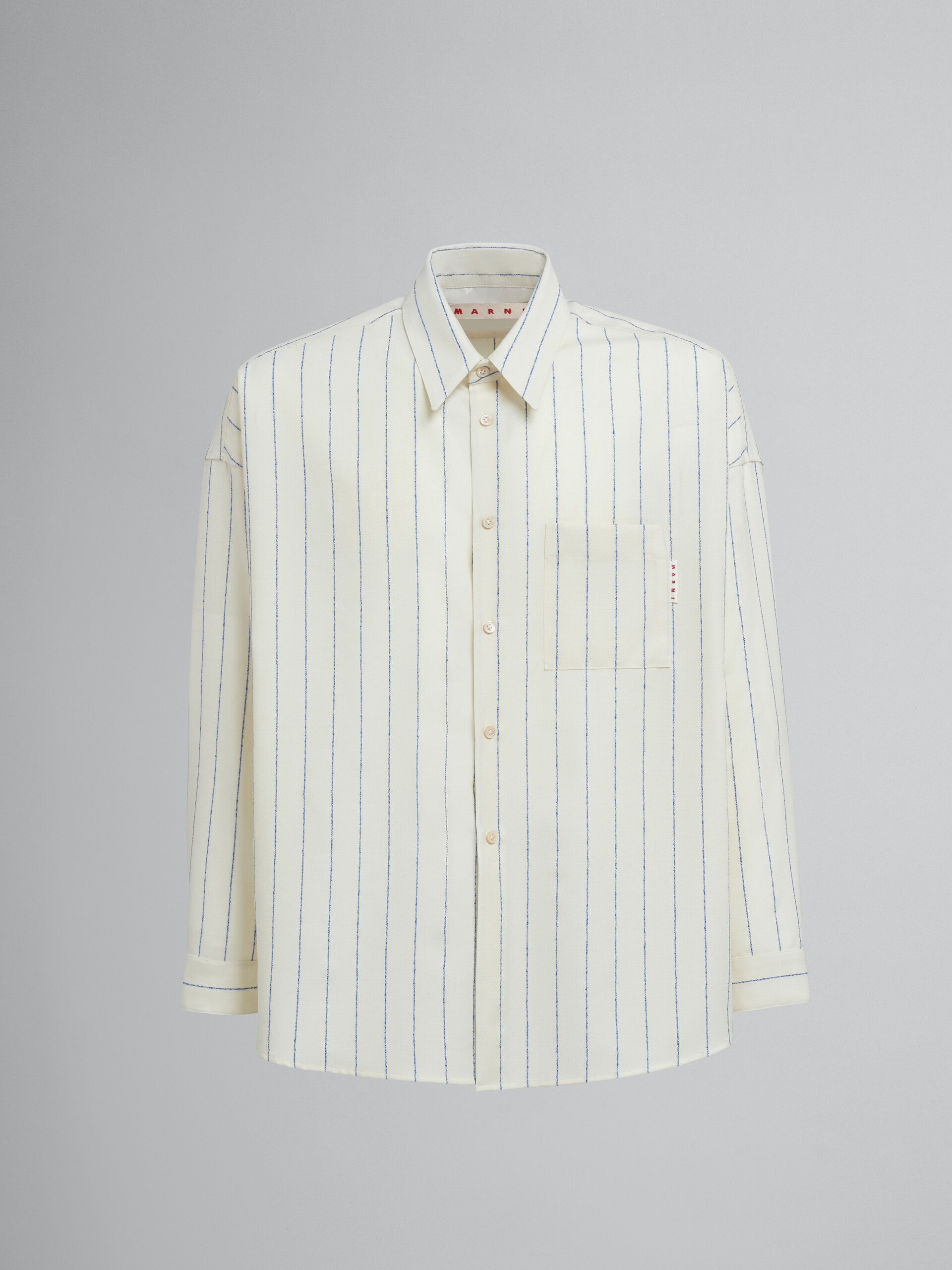 White pinstriped fresco wool shirt - Shirts - Image 1