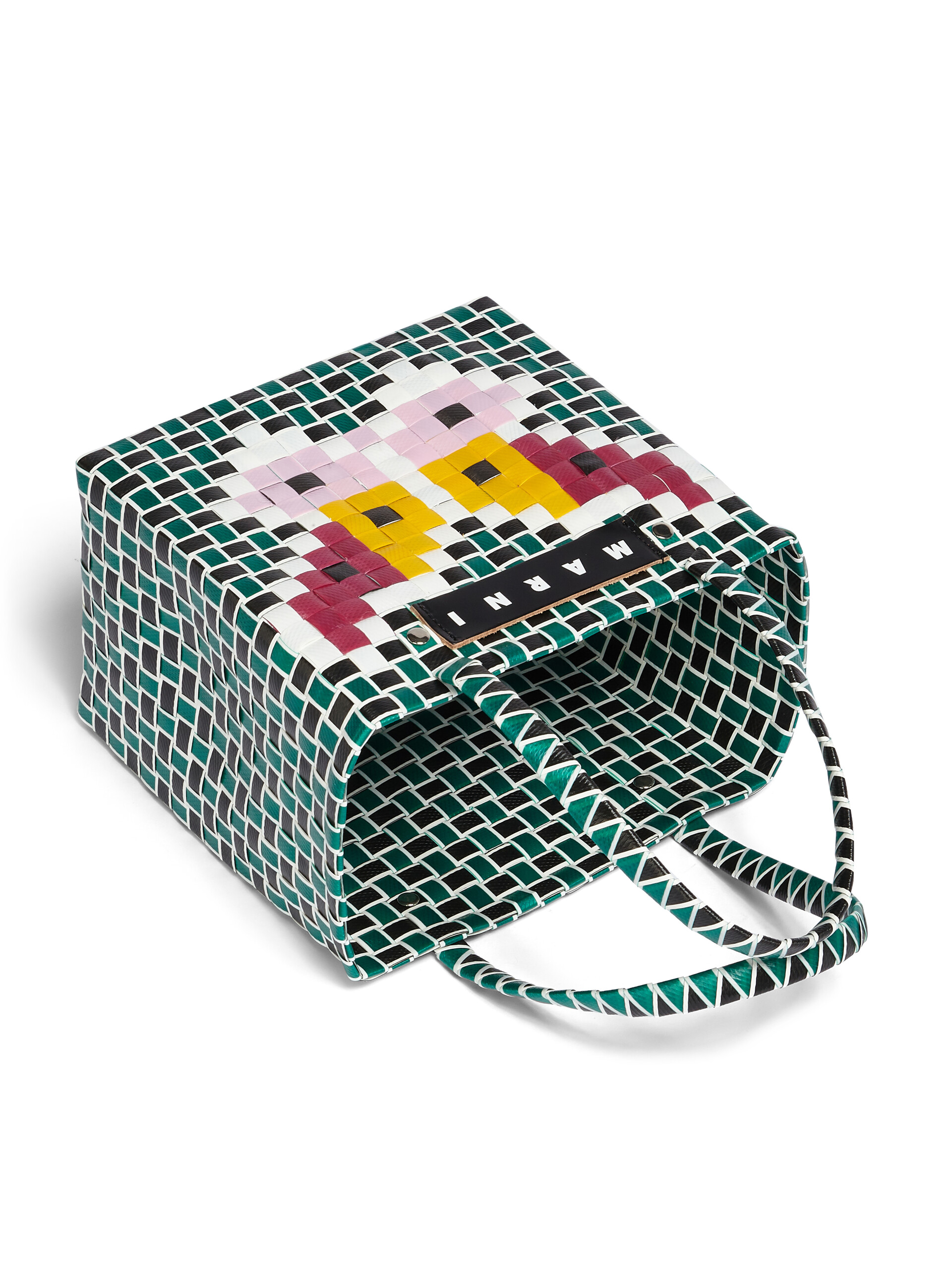 MARNI MARKET FLOWER MINI BASKET bag in green butterfly motif - Bags - Image 4