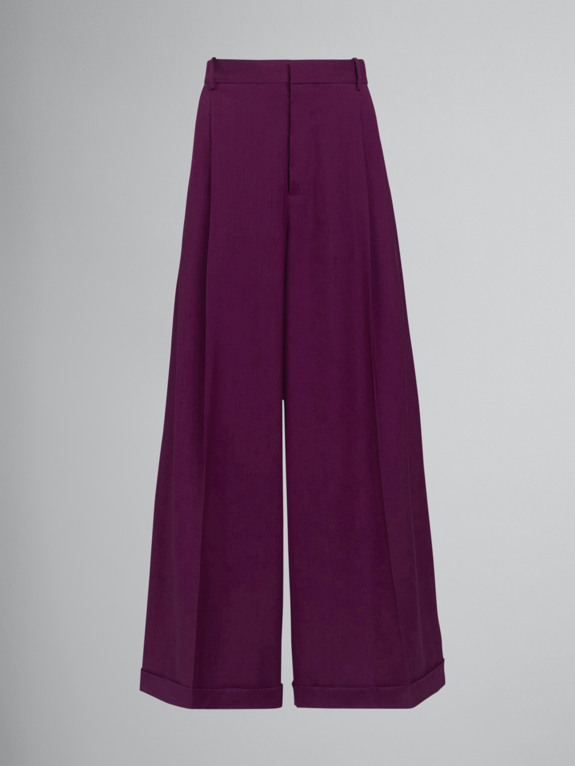 Purple tropical wool palazzo pants - Pants - Image 1