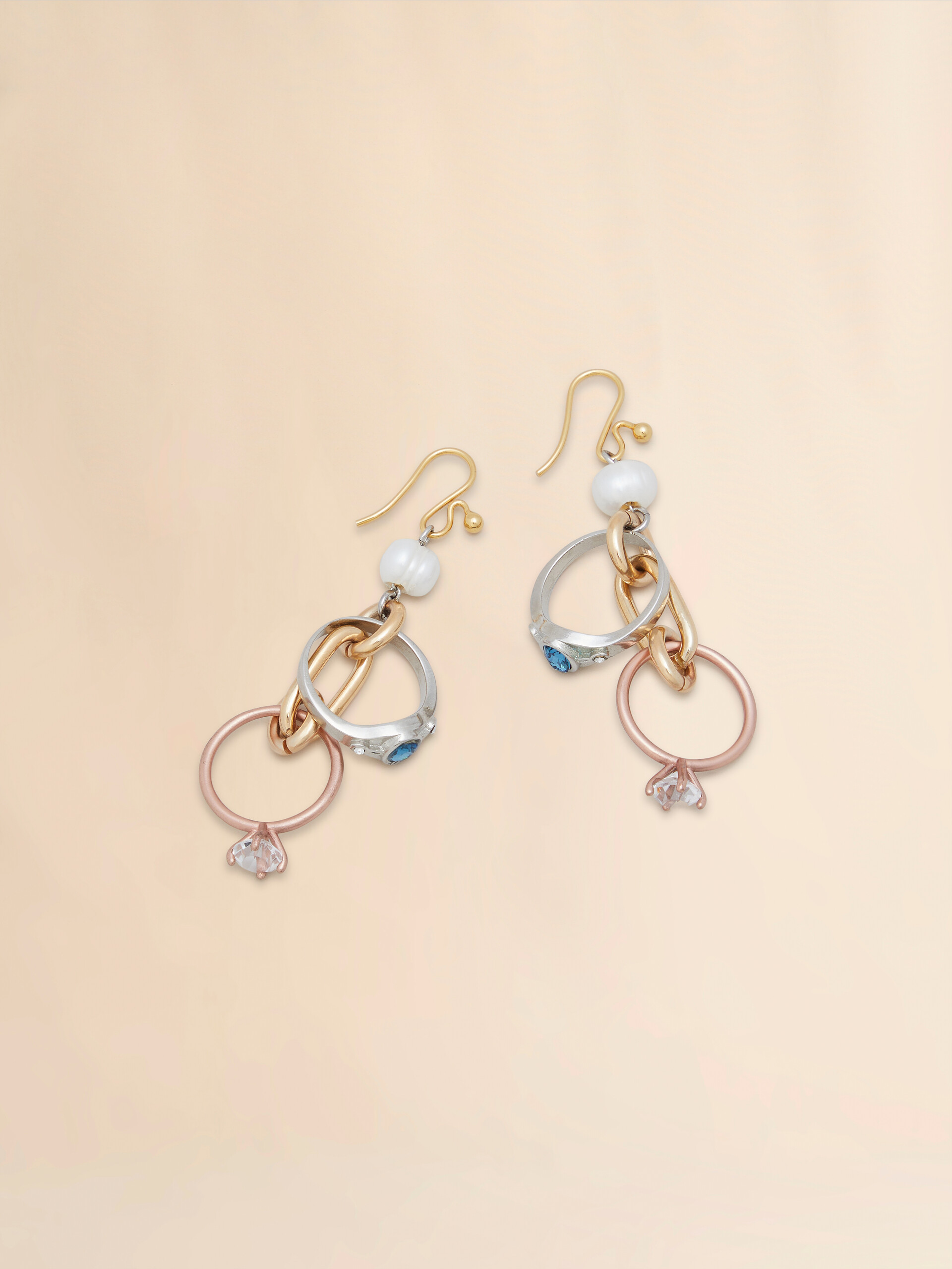 Drop earrings with chains and rings - Earrings - Image 3