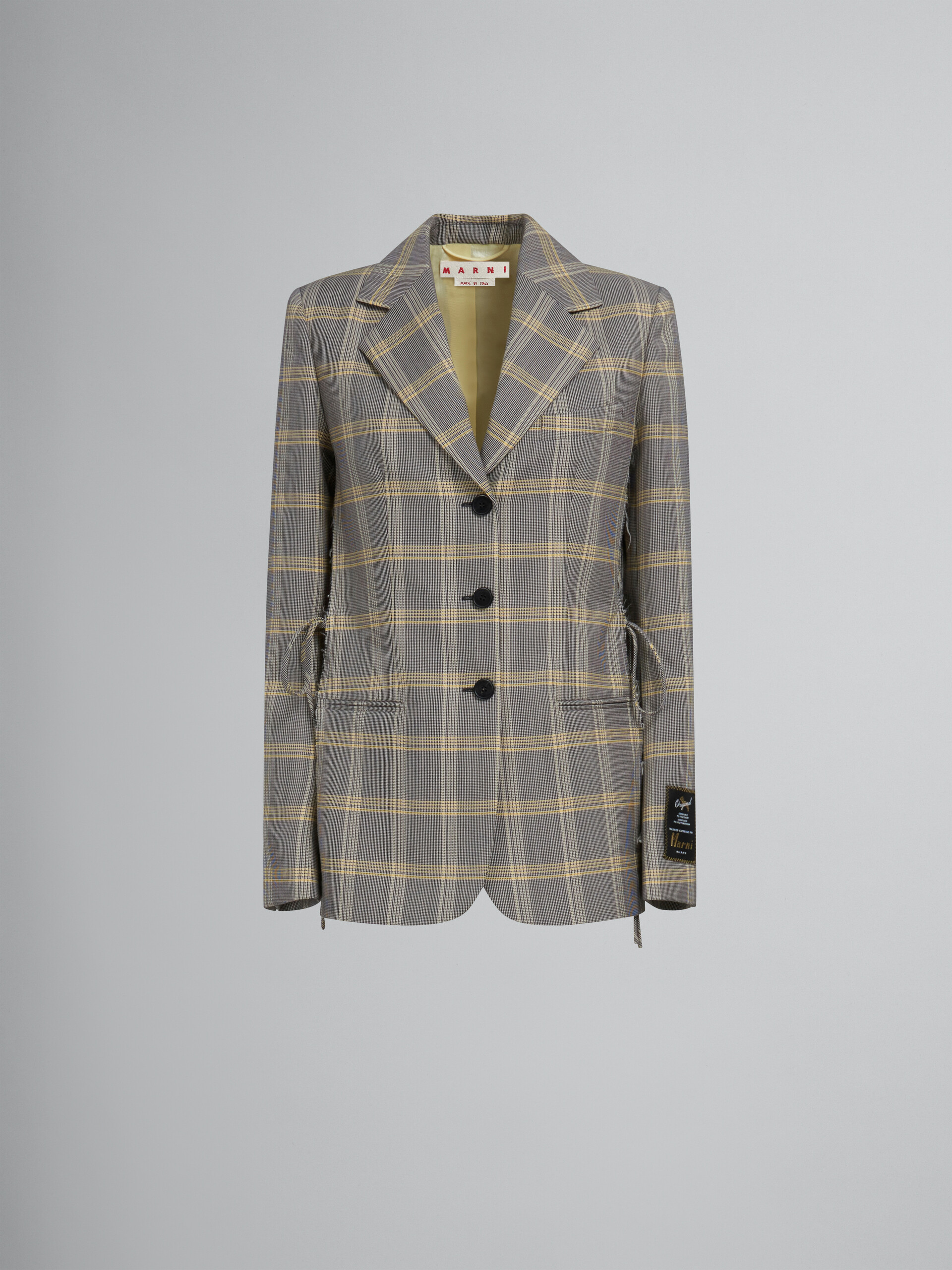 Yellow checked tech wool jacket - Jackets - Image 1