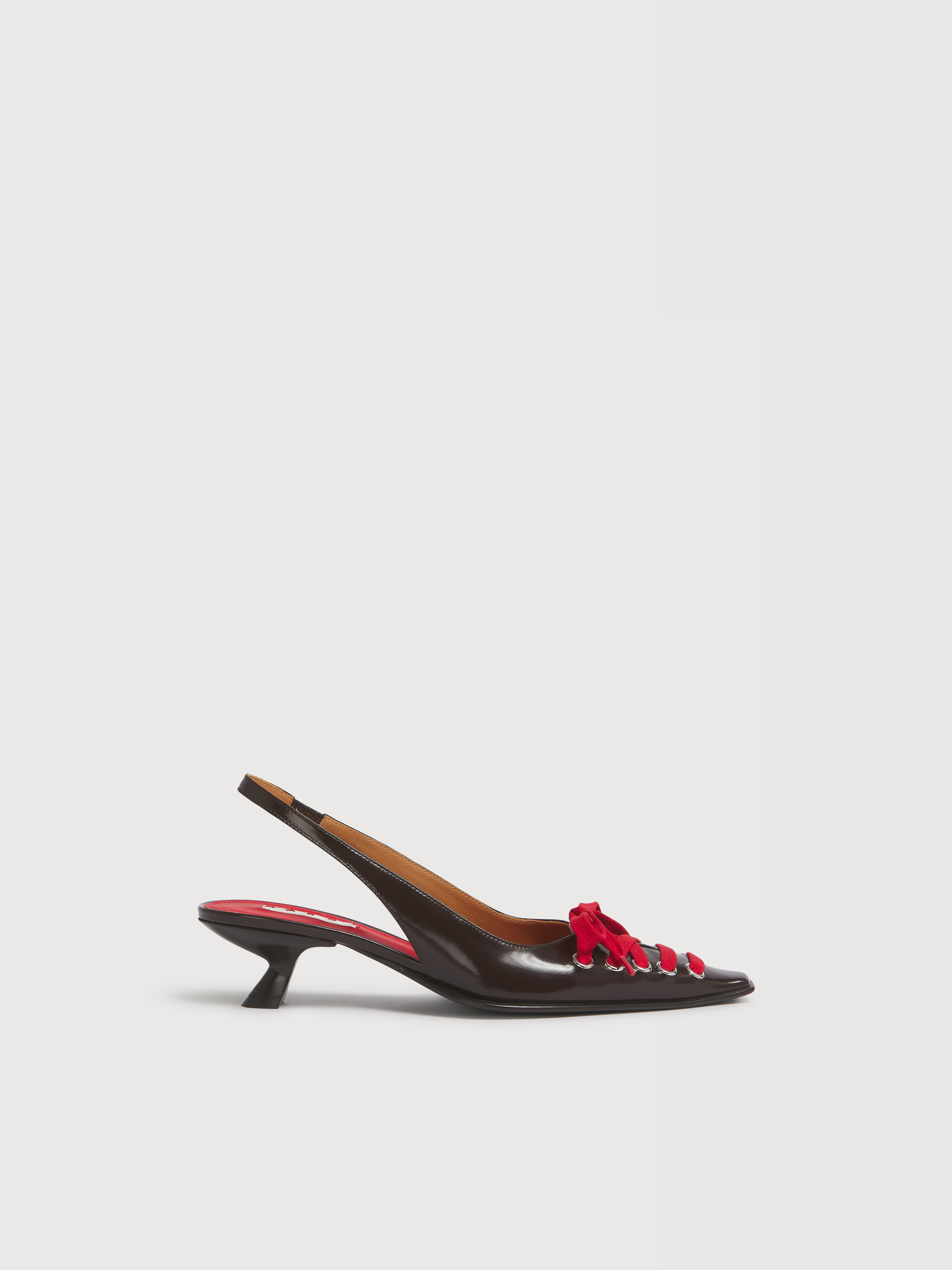 Deep brown leather lace-up slingback - Pumps - Image 1