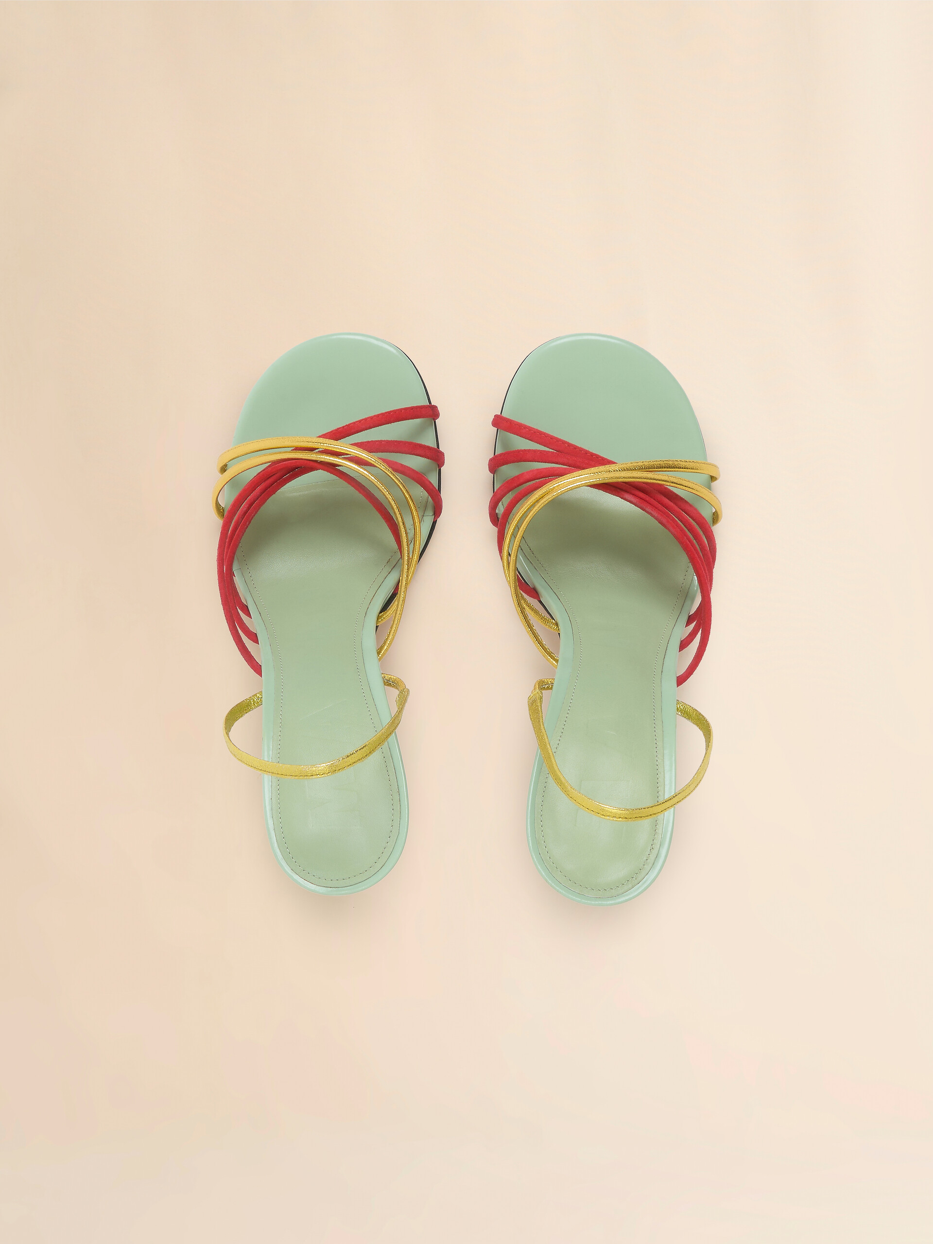 Sandale New Wave aus Wildleder und grünem Metallic-Leder - Sandalen - Image 4