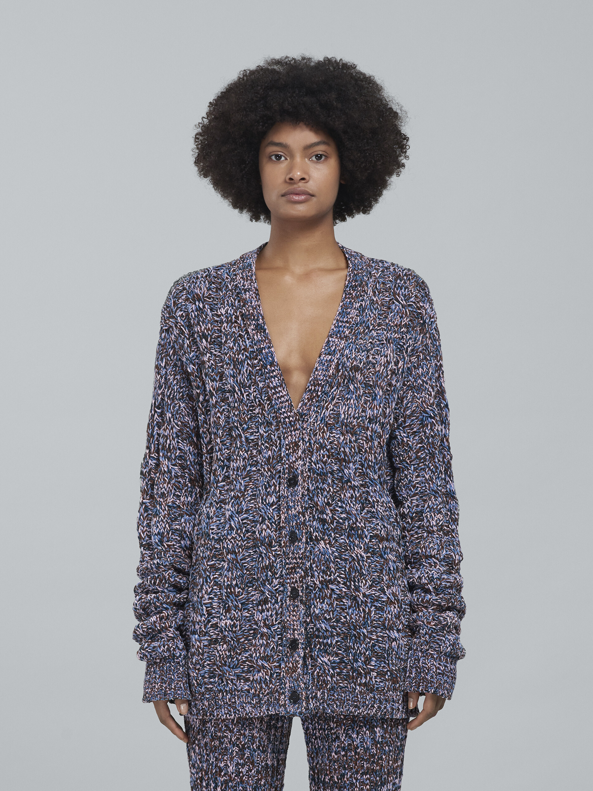 Viscose and cotton chenille cardigan - Pullovers - Image 2