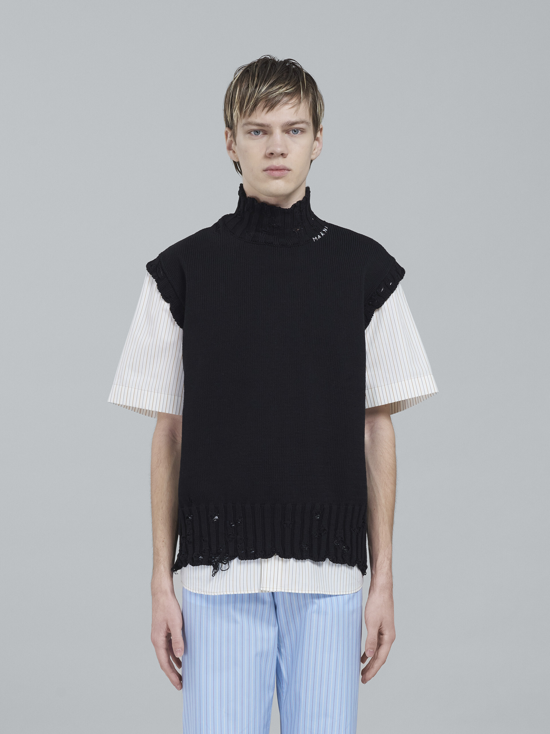 Black cotton vest - Pullovers - Image 2