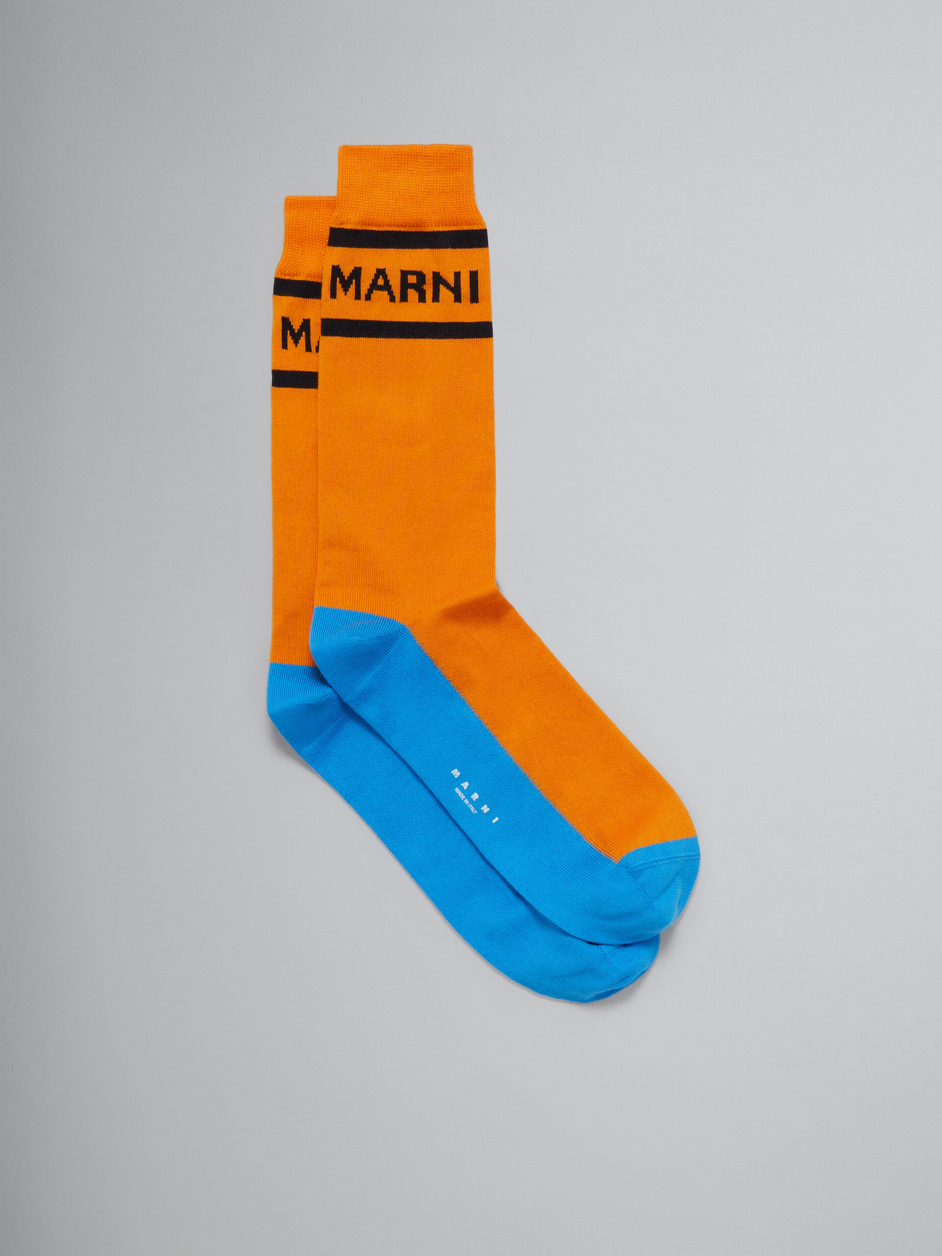 Orange cotton socks with logo - Socks - Image 1