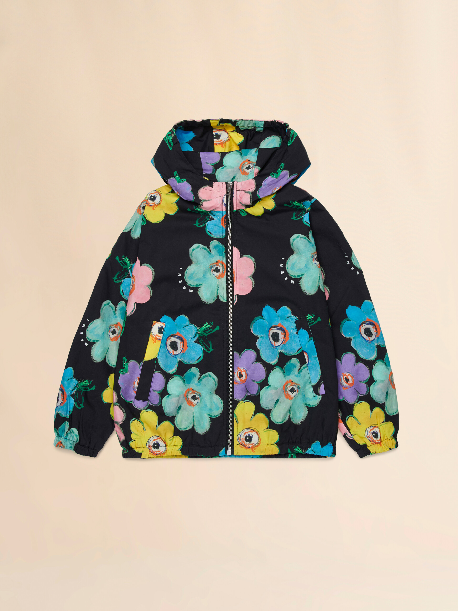 Giacca in cotone nero con stampa Dessert Flower - Giacche - Image 1