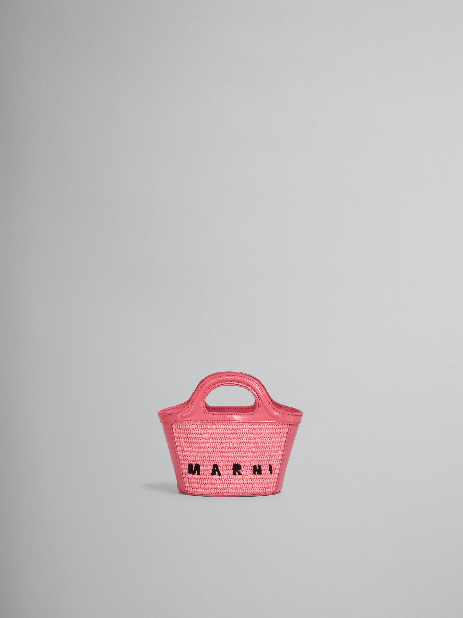 TROPICALIA micro bag in pink leather and raffia - Handbags - Image 1