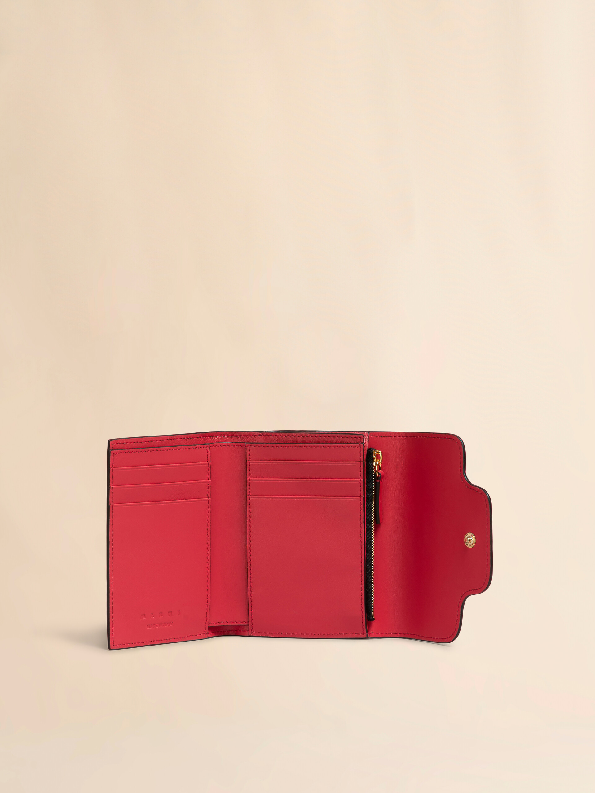 Rote dreifache Faltbrieftasche Trunkaroo aus Leder | Marni