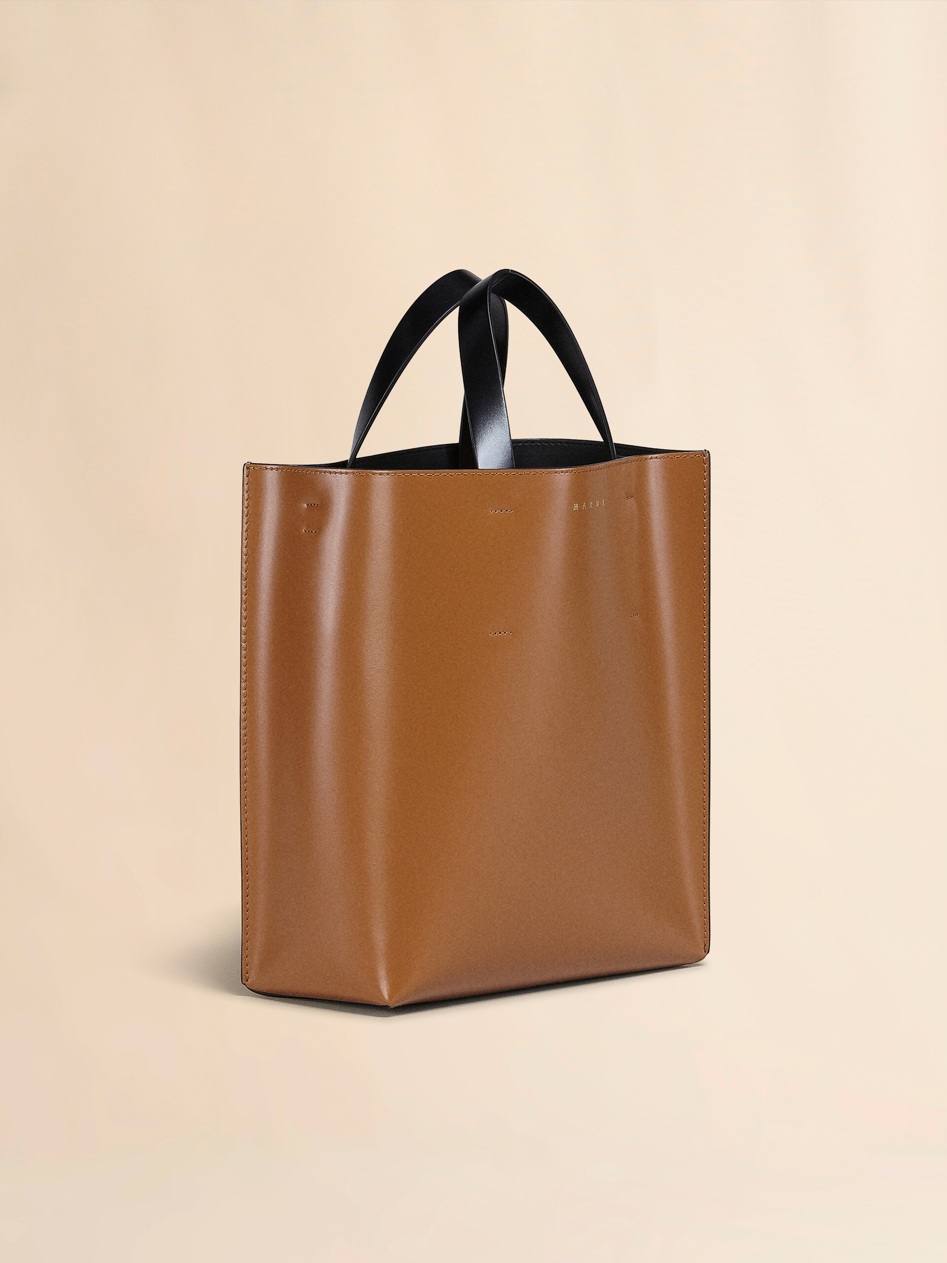 MUSEO bag piccola in pelle marrone e nera - Borse shopping - Image 6