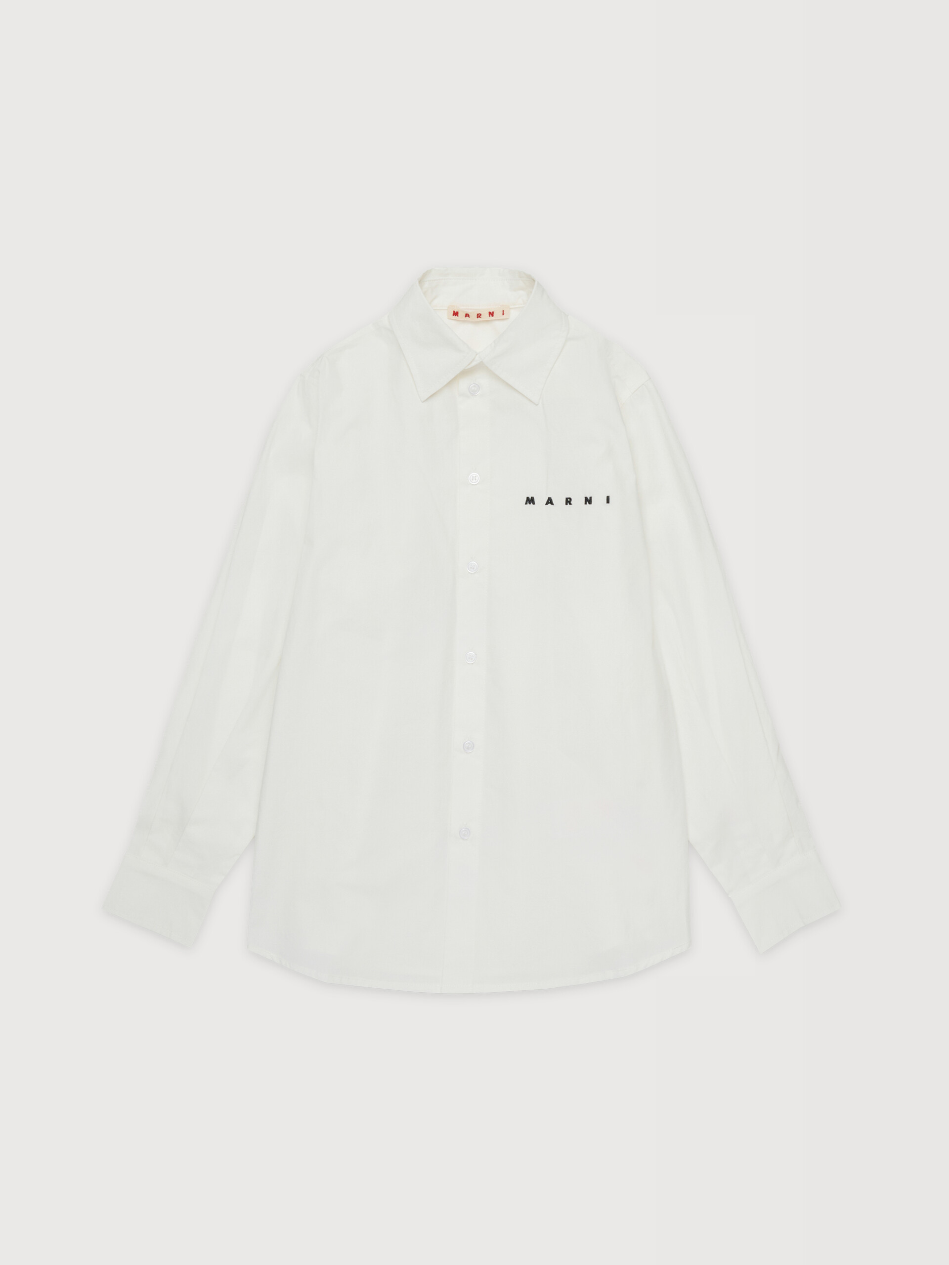 Chemise en coton blanc avec logo Marni brod&eacute; - Chemises - Image 1