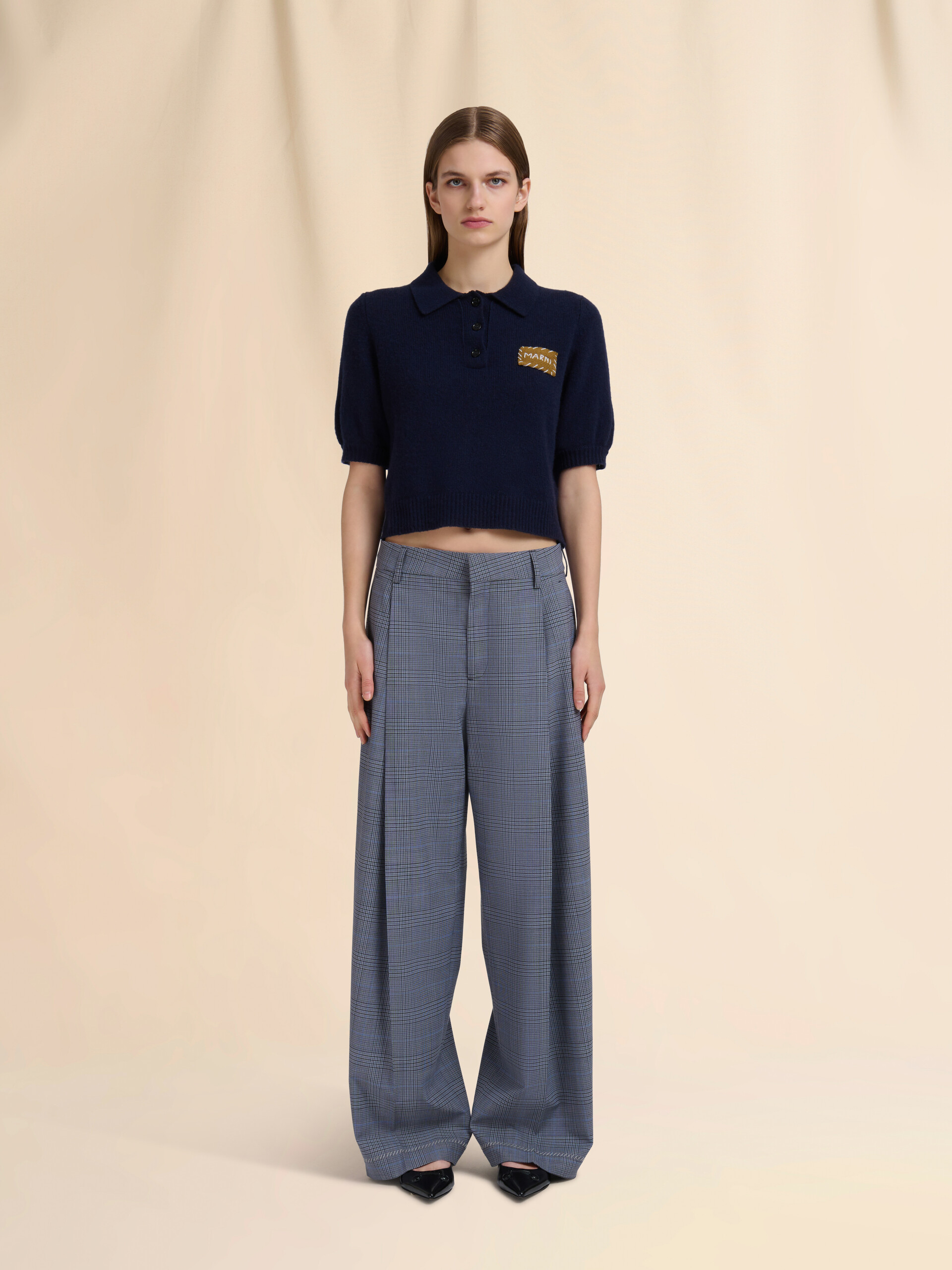 Blue wool trousers with Prince of Wales check - Pants - Image 2