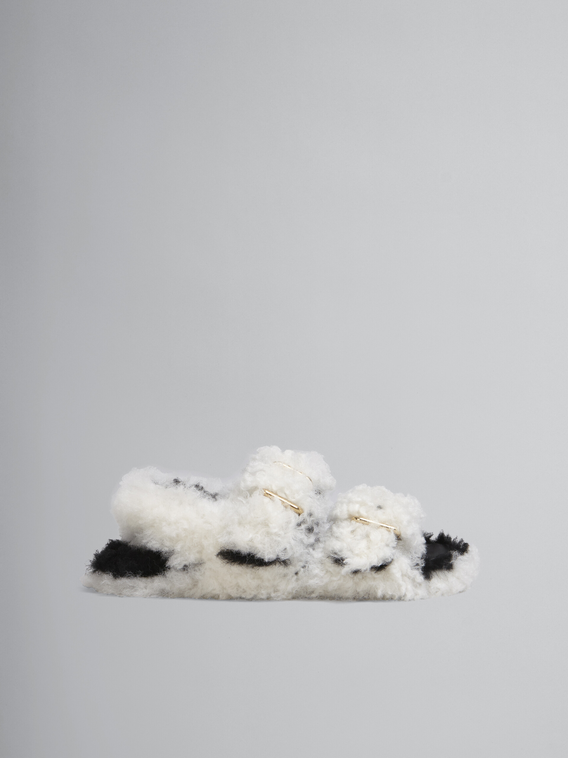 Double buckle fussbett in white shearling - Sandals - Image 1