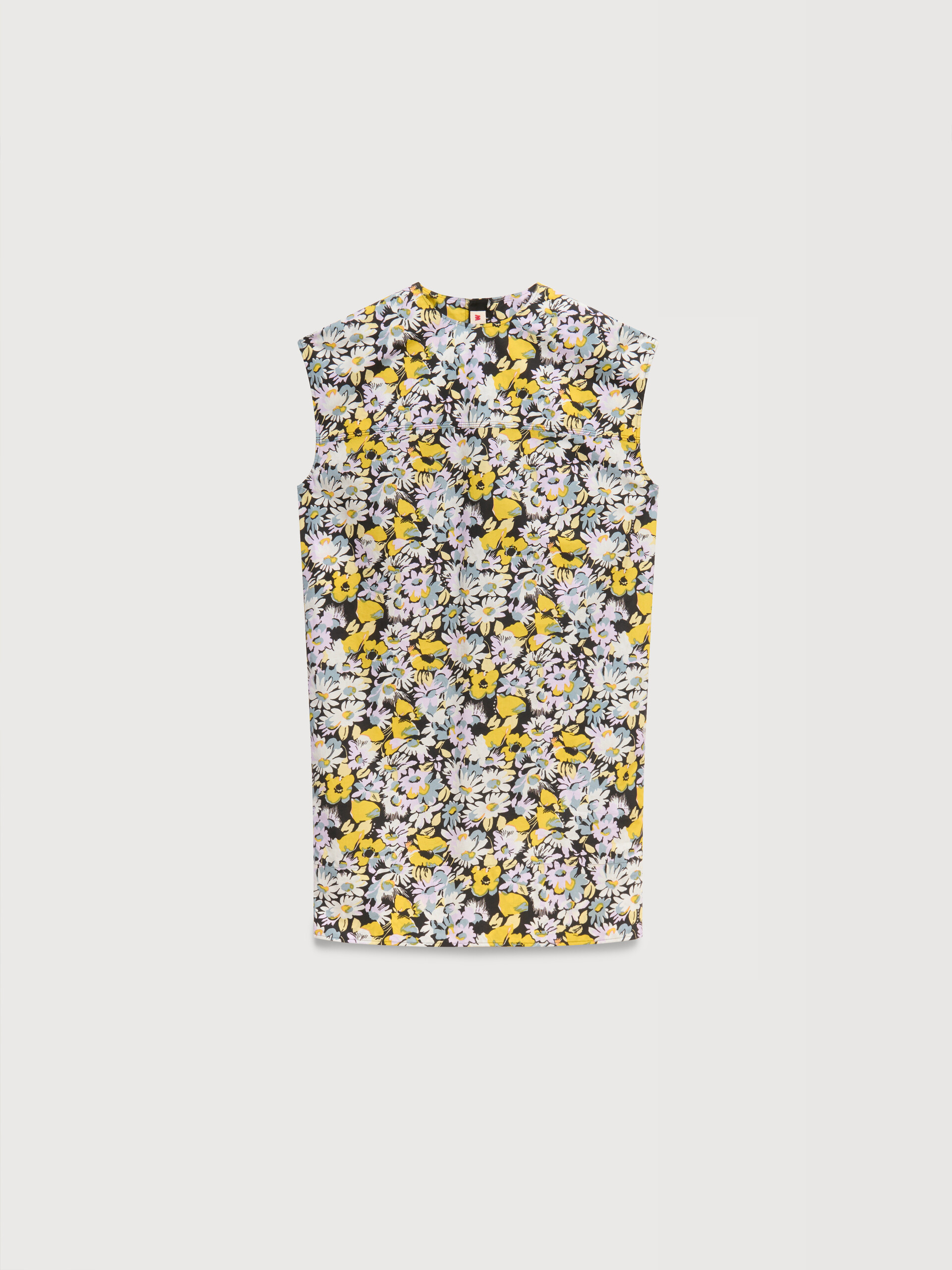 Yellow and black poplin dress with Pop Flowers print - Dresses - Image 1