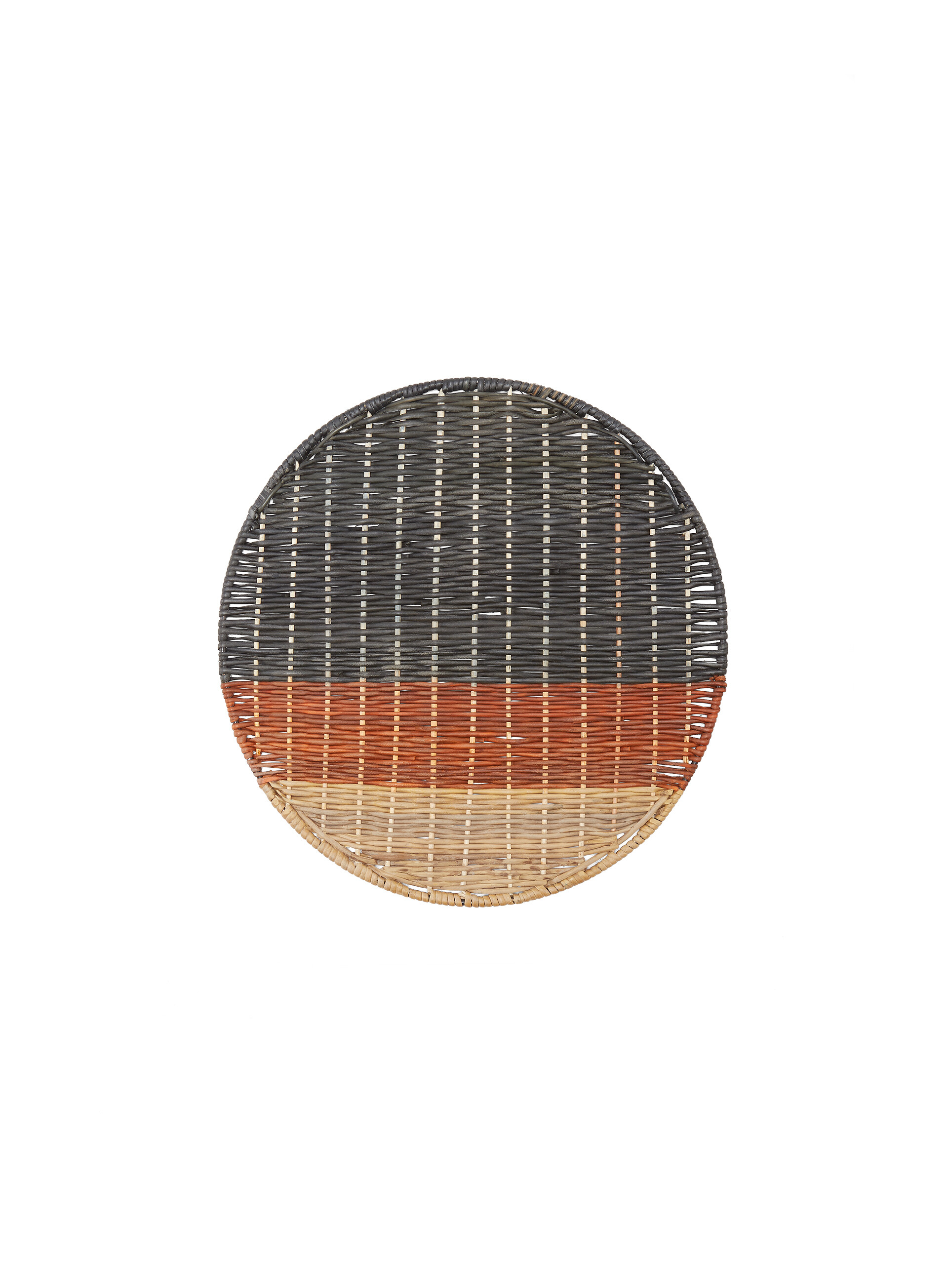 MARNI MARKET round placemat with colour-block motif in iron and beige, burgundy and black wicker - Home Accessories - Image 2