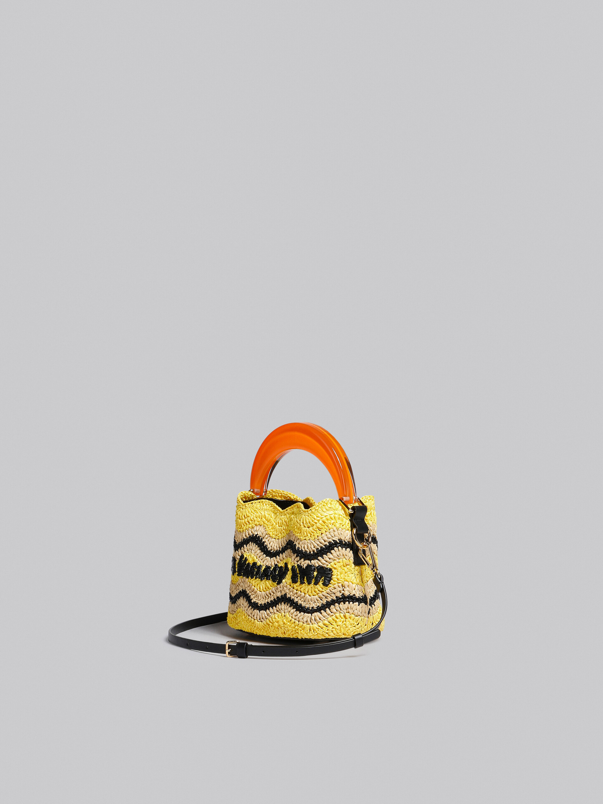 Marni x No Vacancy Inn - Venice Mini Bucket in yellow crochet raffia - Shoulder Bag - Image 3