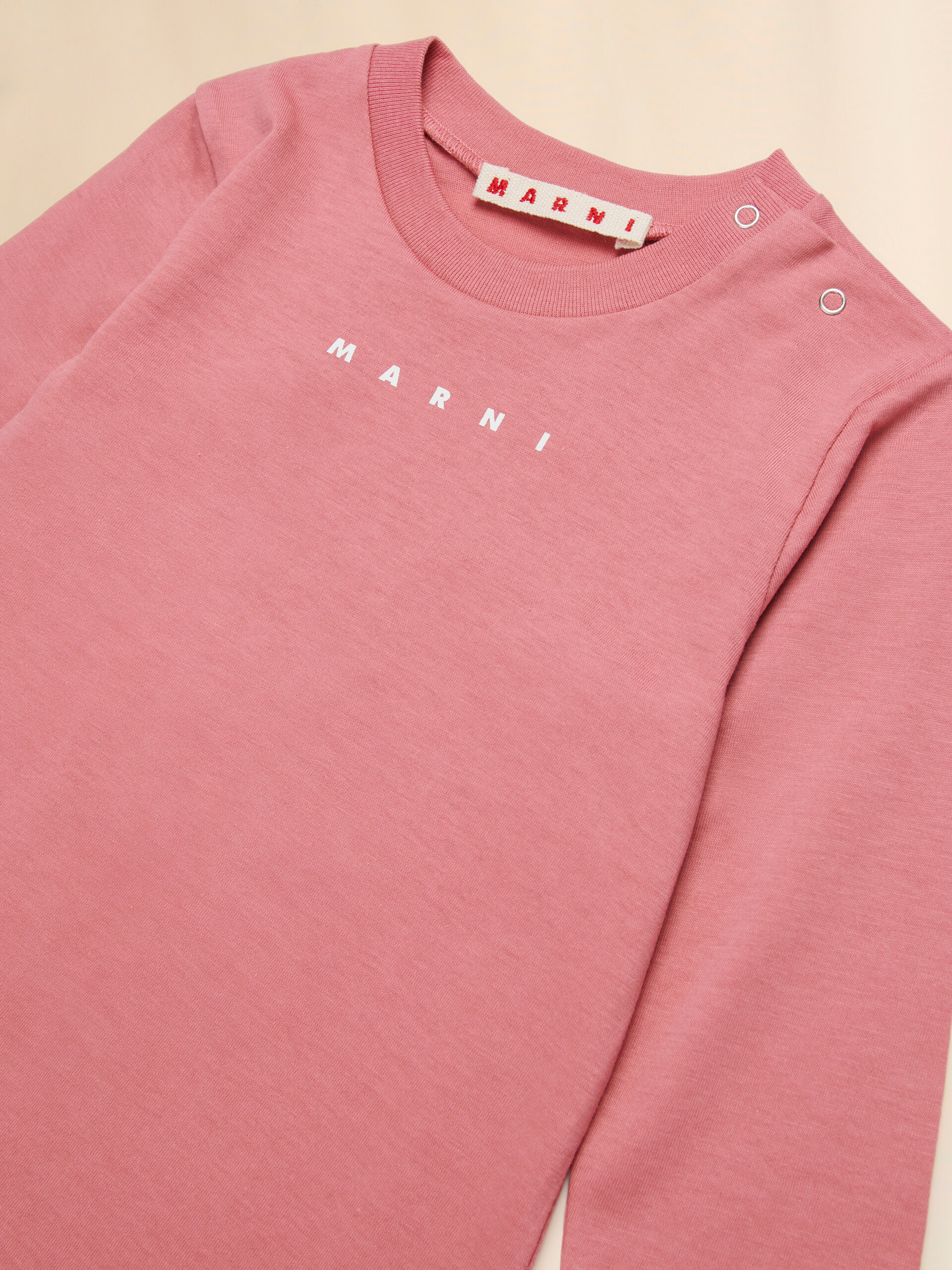 Off-white long-sleeved cotton T-shirt with Marni logo - T-shirts - Image 3