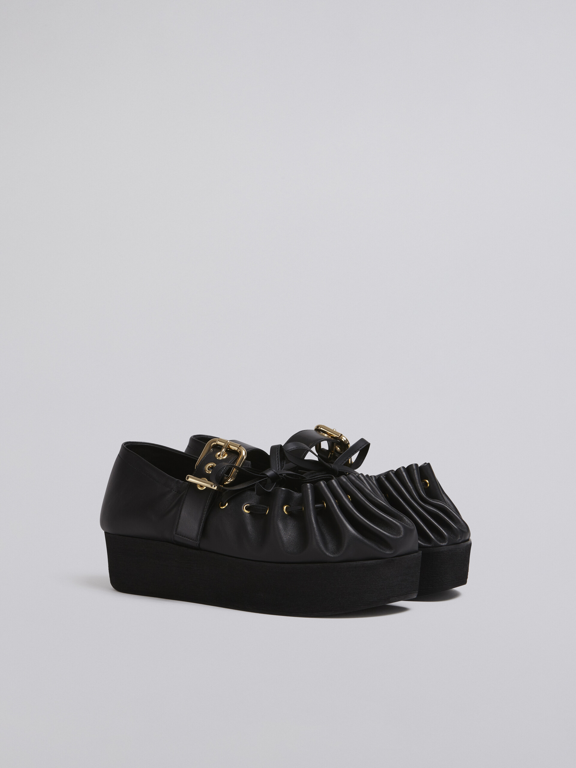 Nappa leather ballerina with rouched rounded captoe - Sandals - Image 2