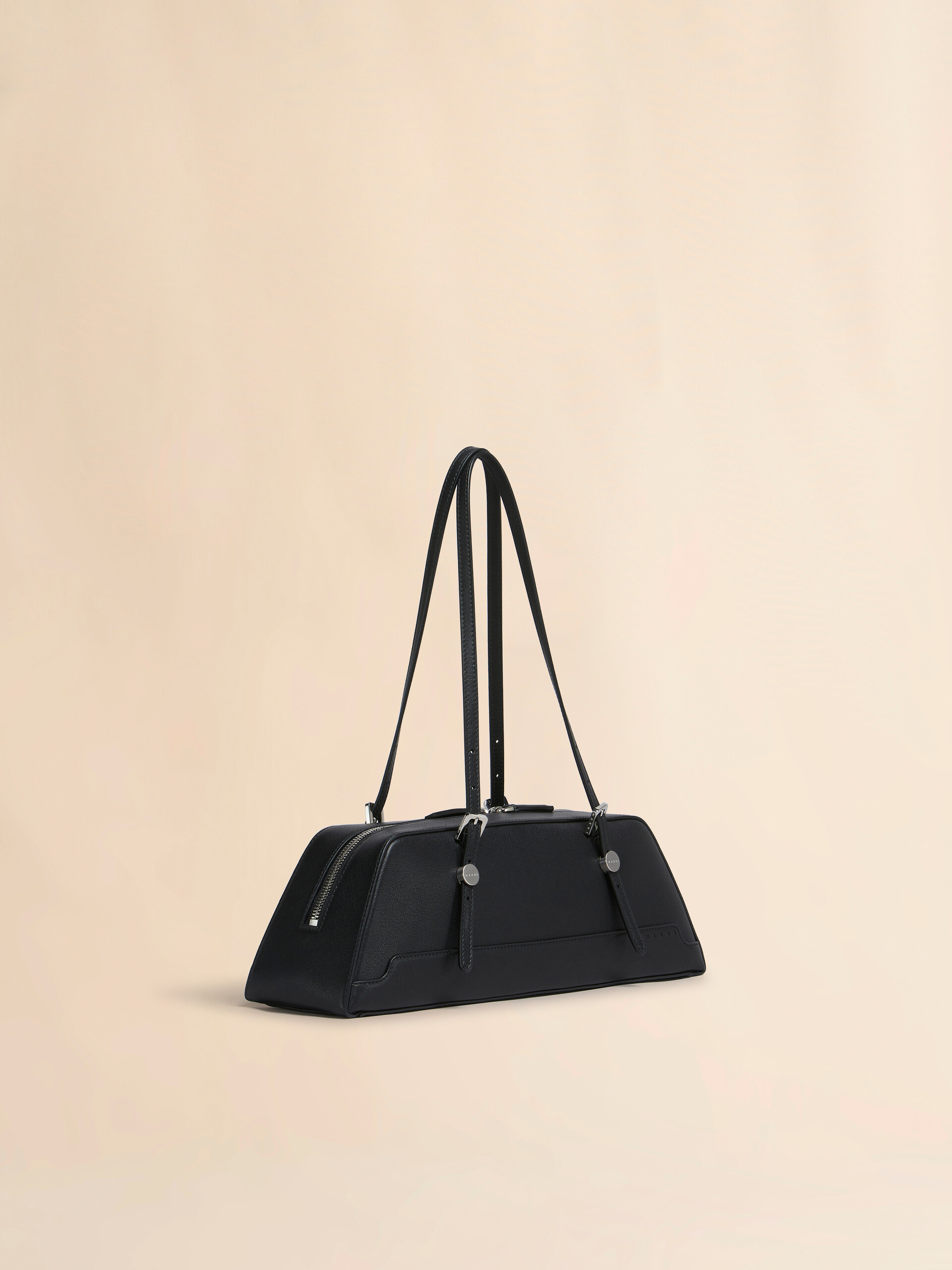 Black leather Dot long duffle bag - Shoulder Bag - Image 6