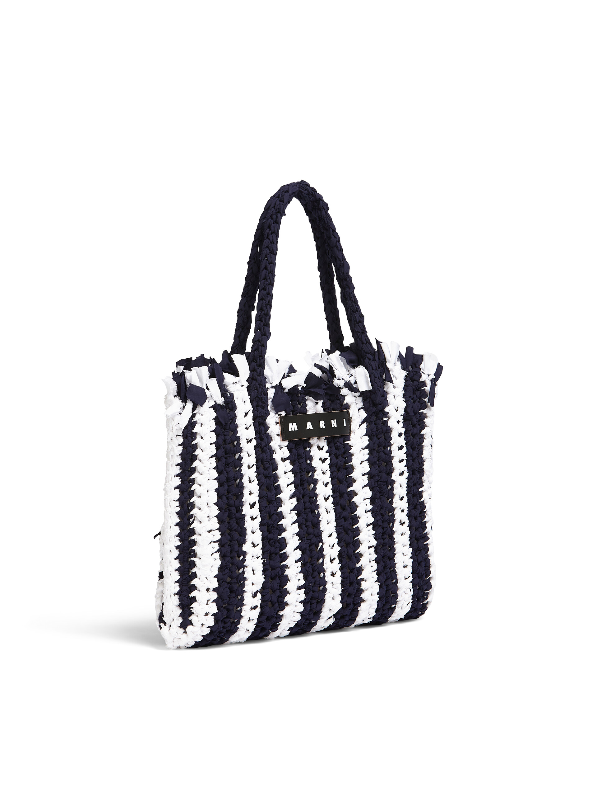 MARNI MARKET bag in white and blue cotton - Bags - Image 2