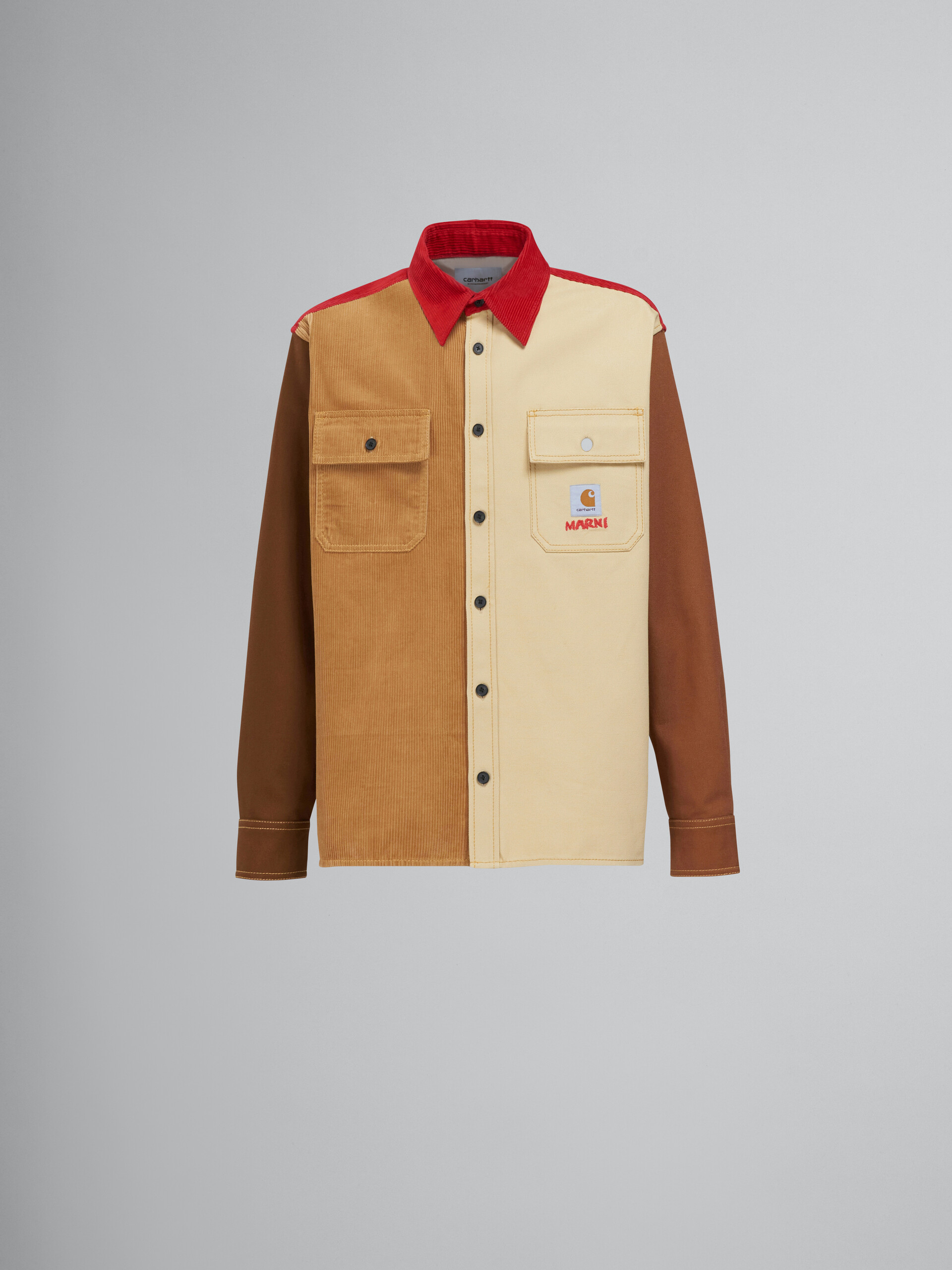 MARNI x CARHARTT WIP - brown colour-block overshirt - Shirts - Image 1