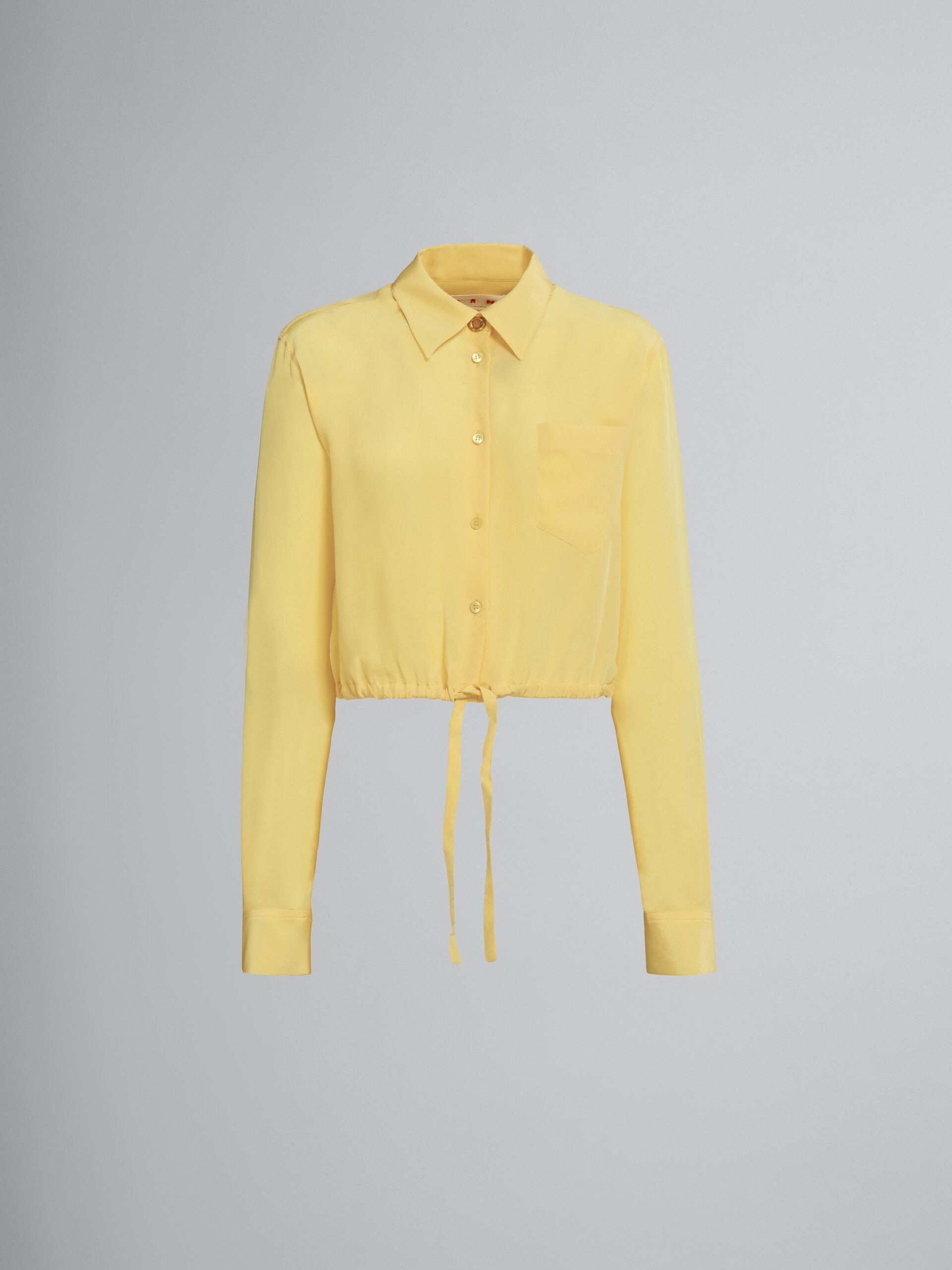 Yellow silk shirt with drawstring - Shirts - Image 1