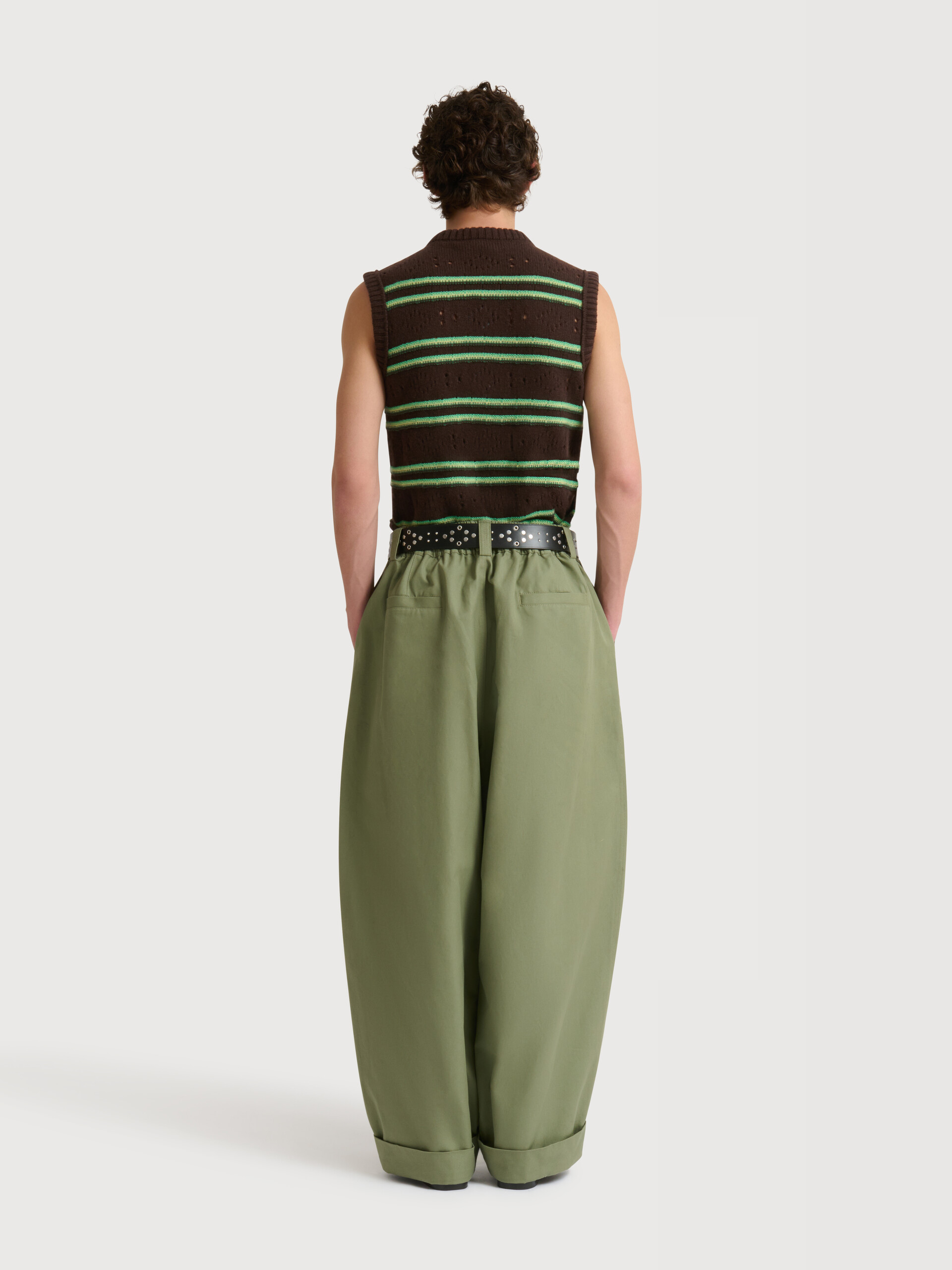 Gray canvas pants with pleats - Pants - Image 4