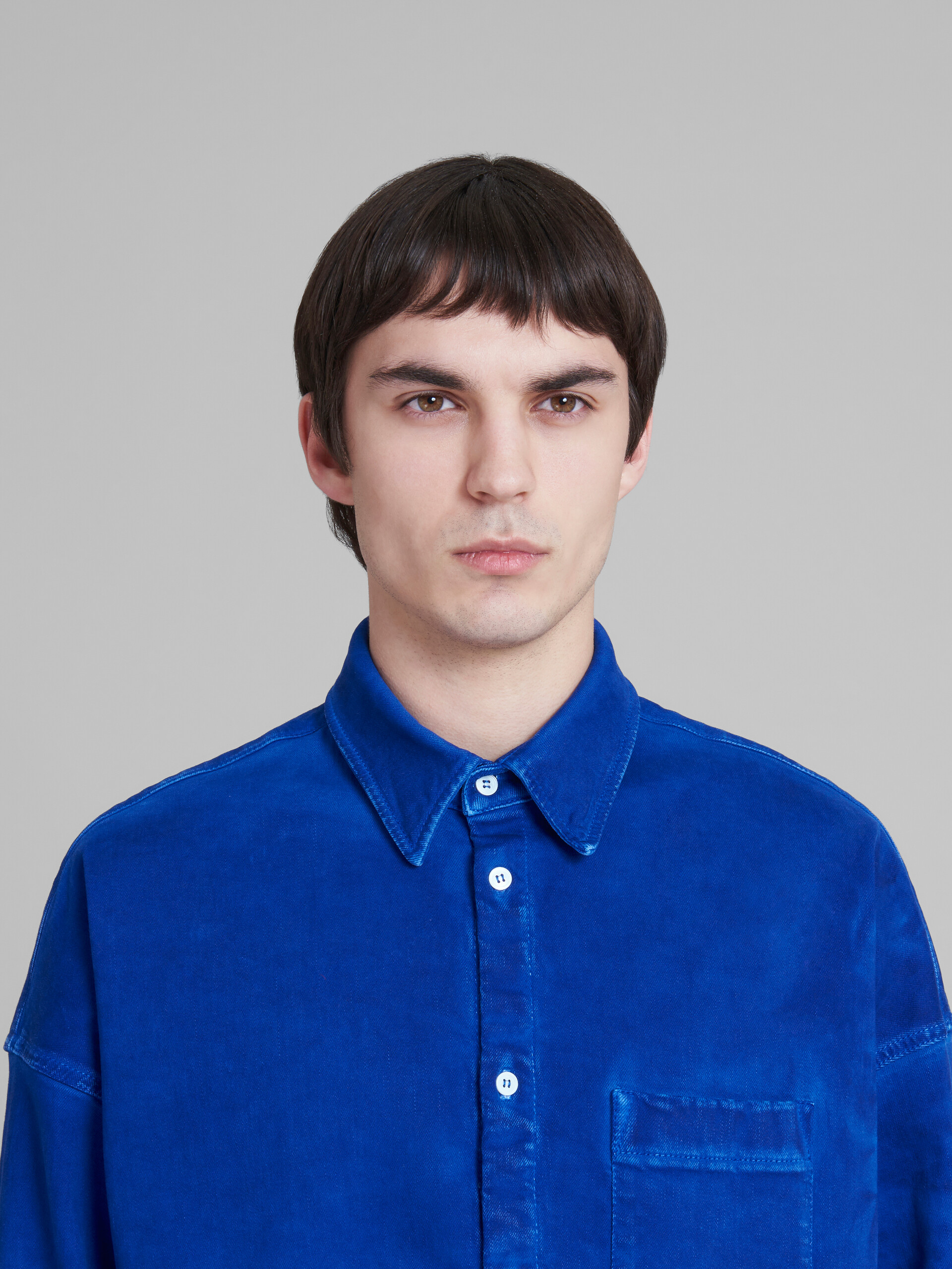 Blue stretch-denim shirt - Shirts - Image 4