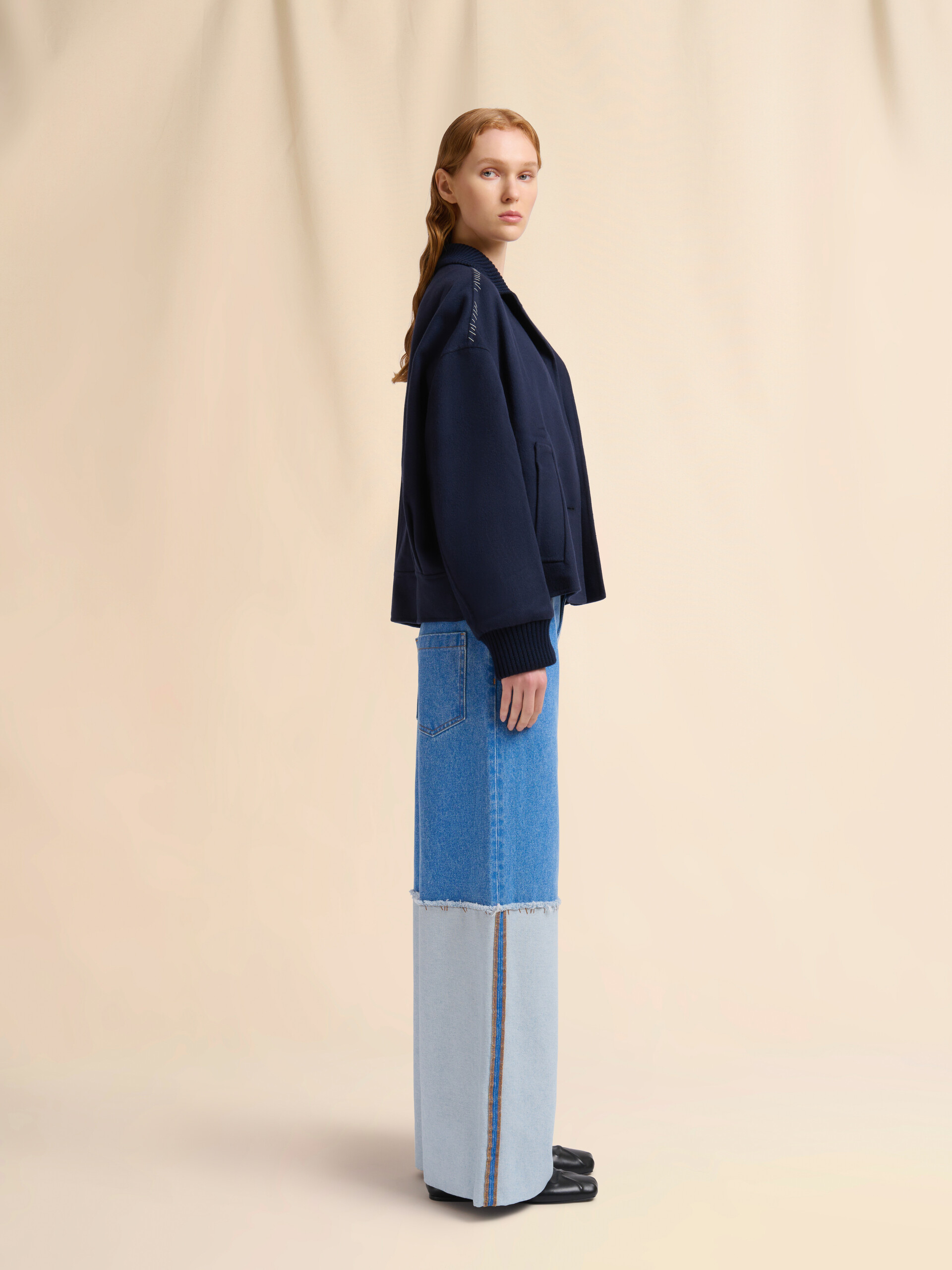 Wide-leg blue denim jeans with extra high cuffs - Pants - Image 5