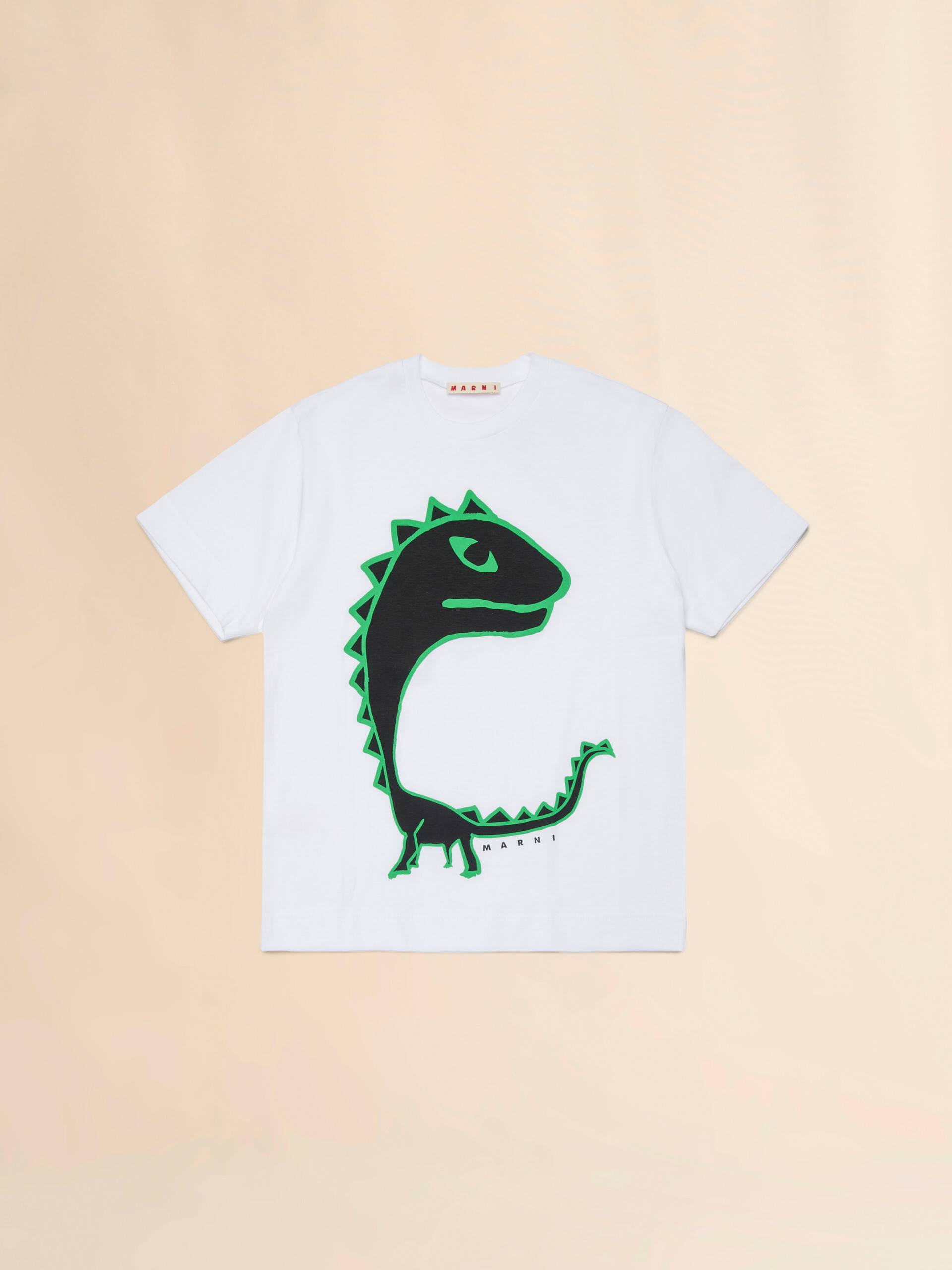 T-shirt in cotone bianco con maxi stampa Dinosauro - T-shirt - Image 1
