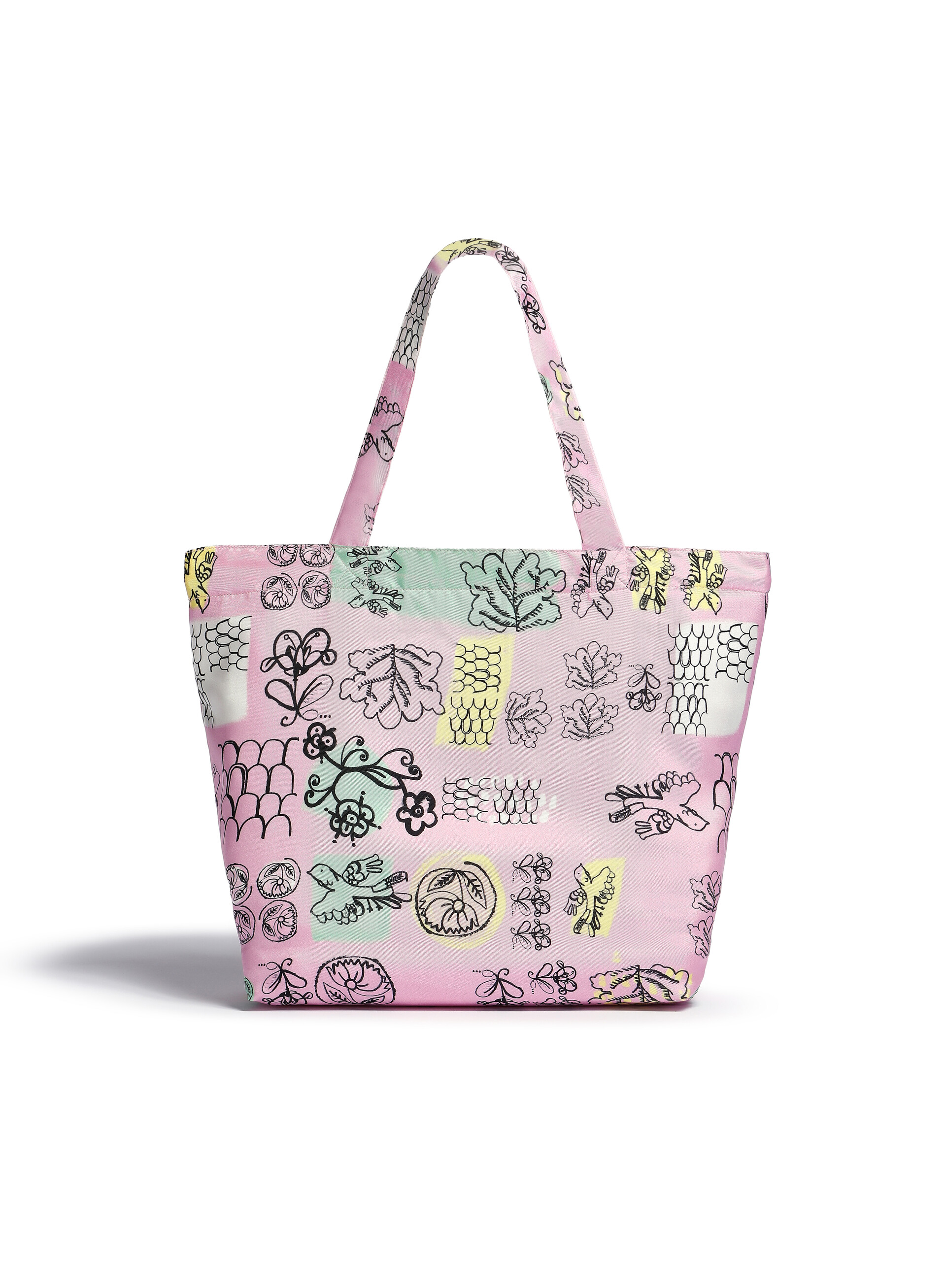 Pink and blue silk tote bag with archival graphic print - Bags - Image 3