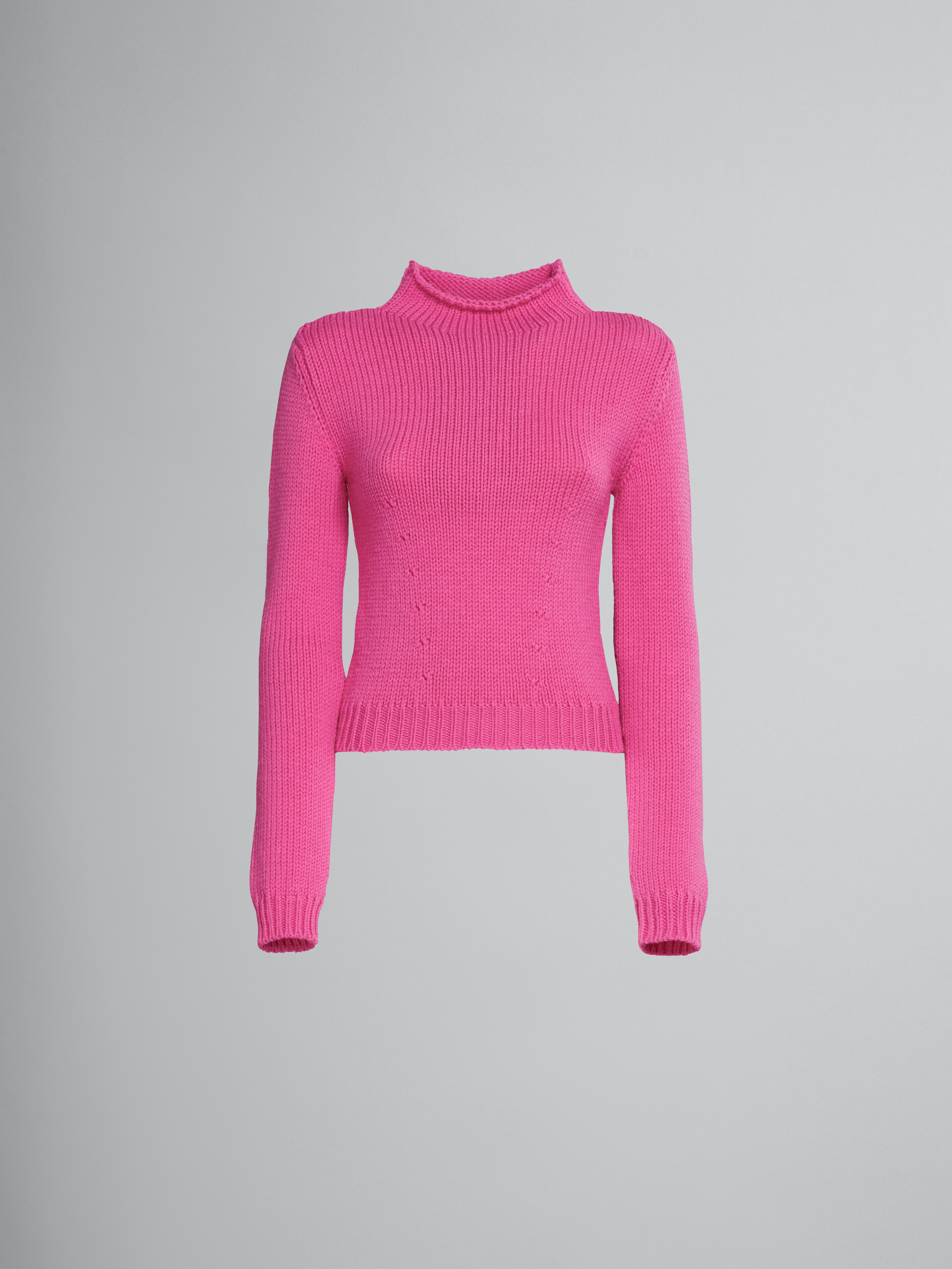 Fuchsia wool sweater with logo - Pullovers - Image 1