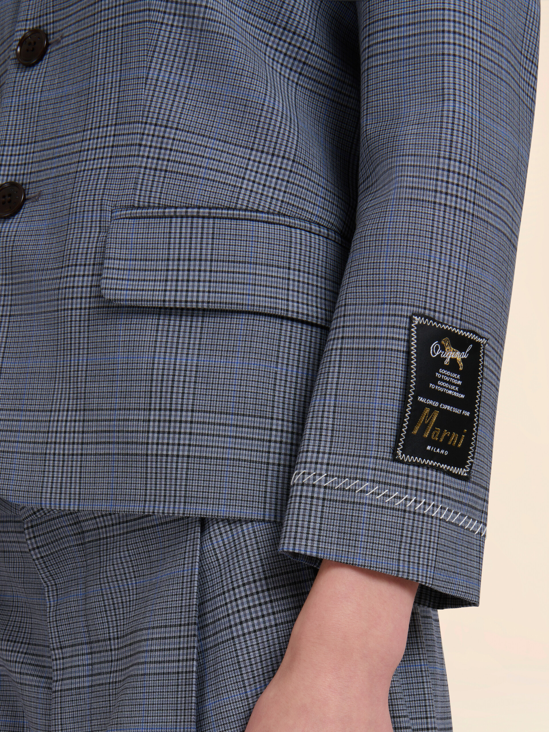Blaue kurze Jacke aus Prince of Wales-Wolle - Jacken - Image 5