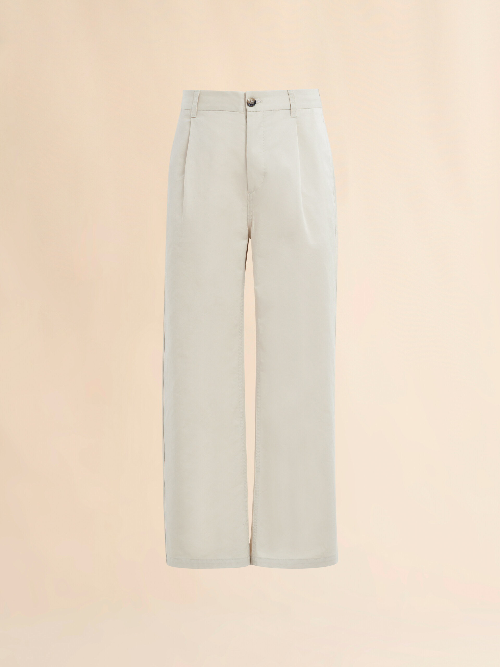Straight leg ivory organic cotton trousers - Pants - Image 1