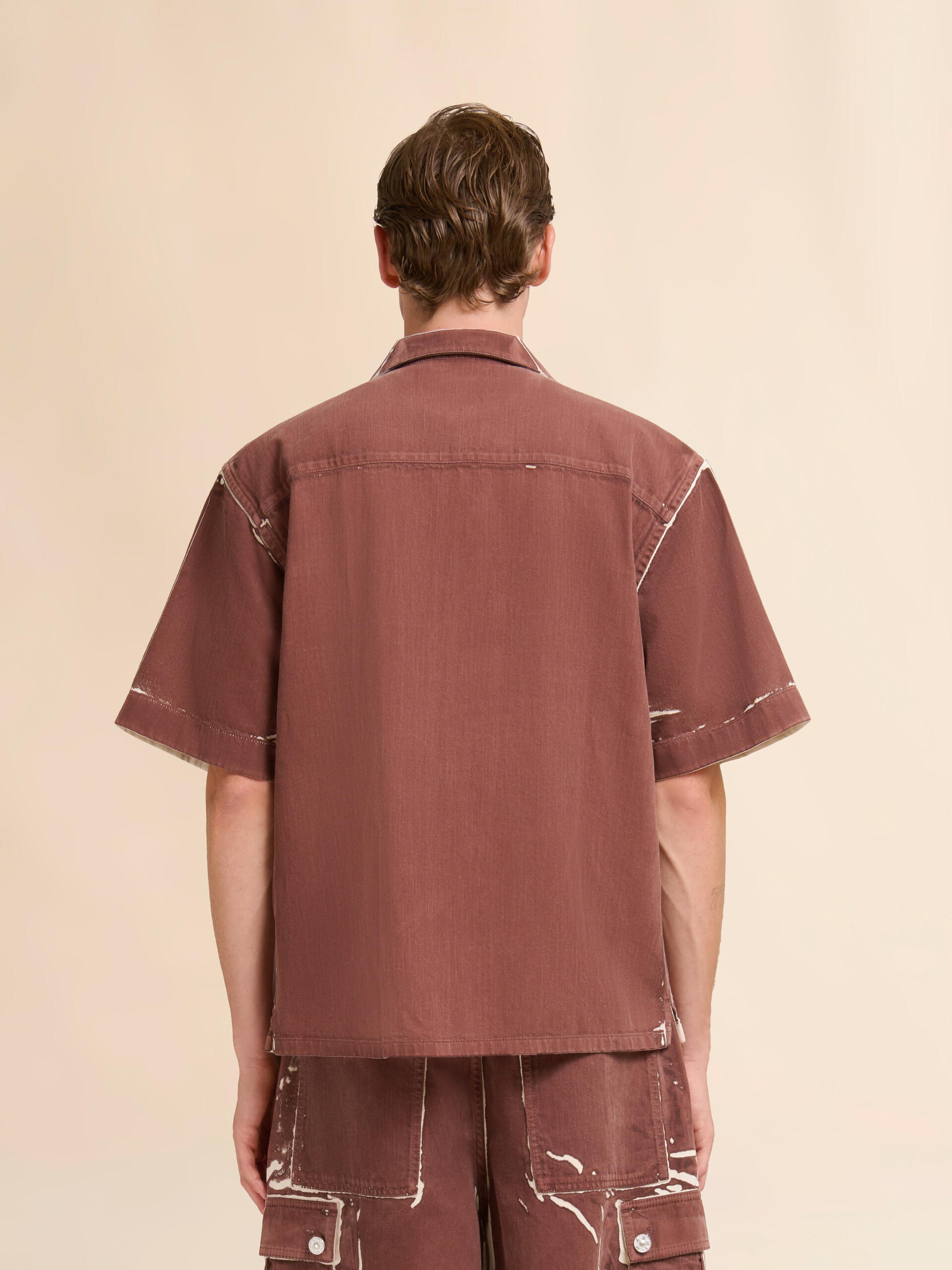 Brown screen-printed denim shirt - Shirts - Image 3