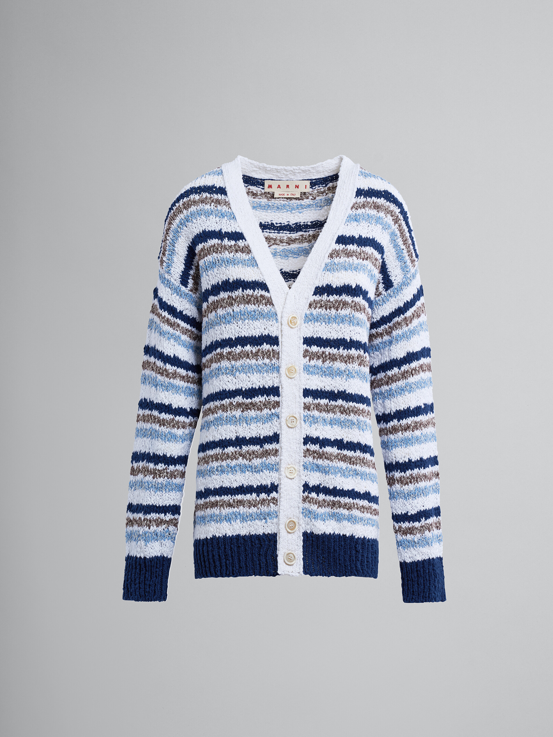 Striped cotton cardigan - Pullovers - Image 1
