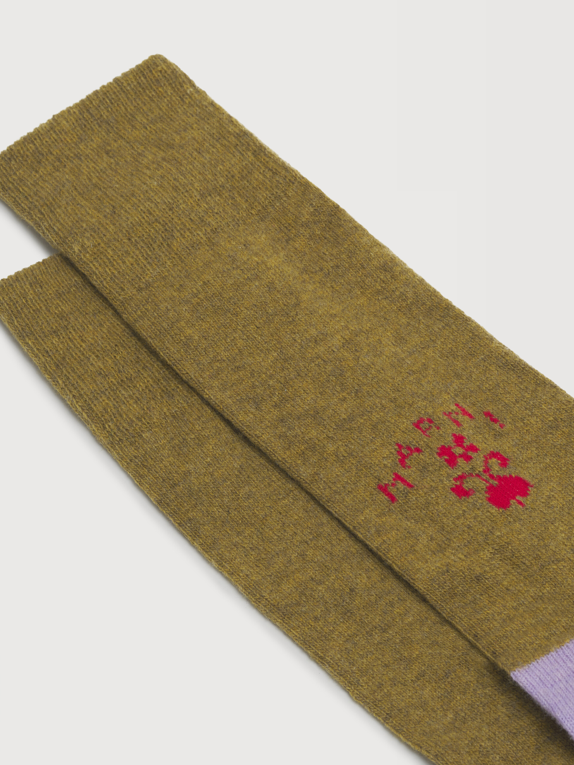Deep brown wool-cashmere socks with heraldic logo - Socks - Image 2