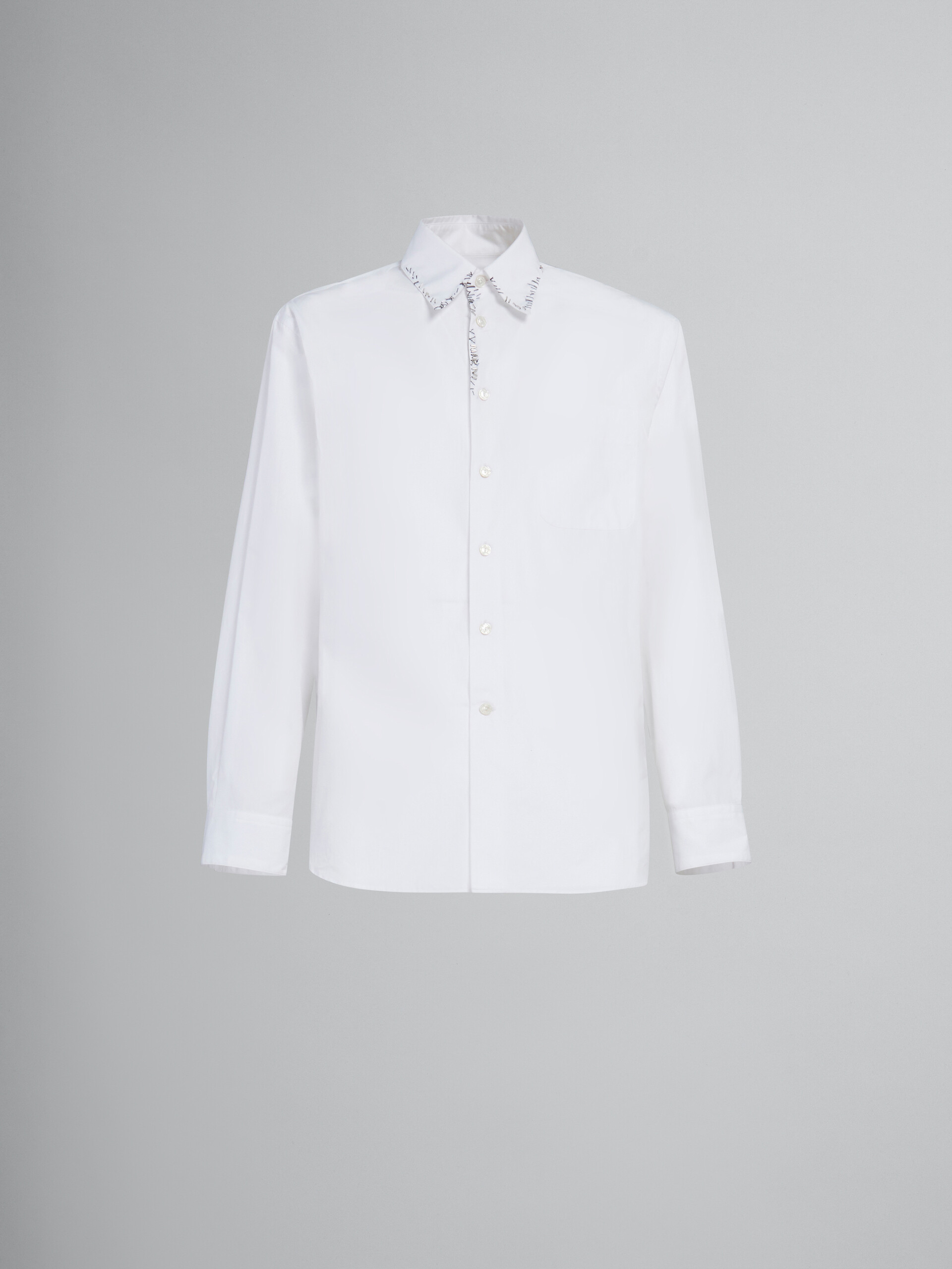 ホワイト ポプリン製シャツ、ビーズメンディング装飾 - シャツ - Image 1